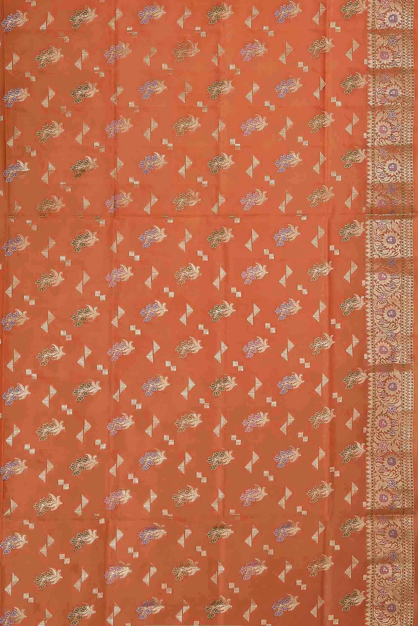 Peach Banarasi Raw Silk Saree