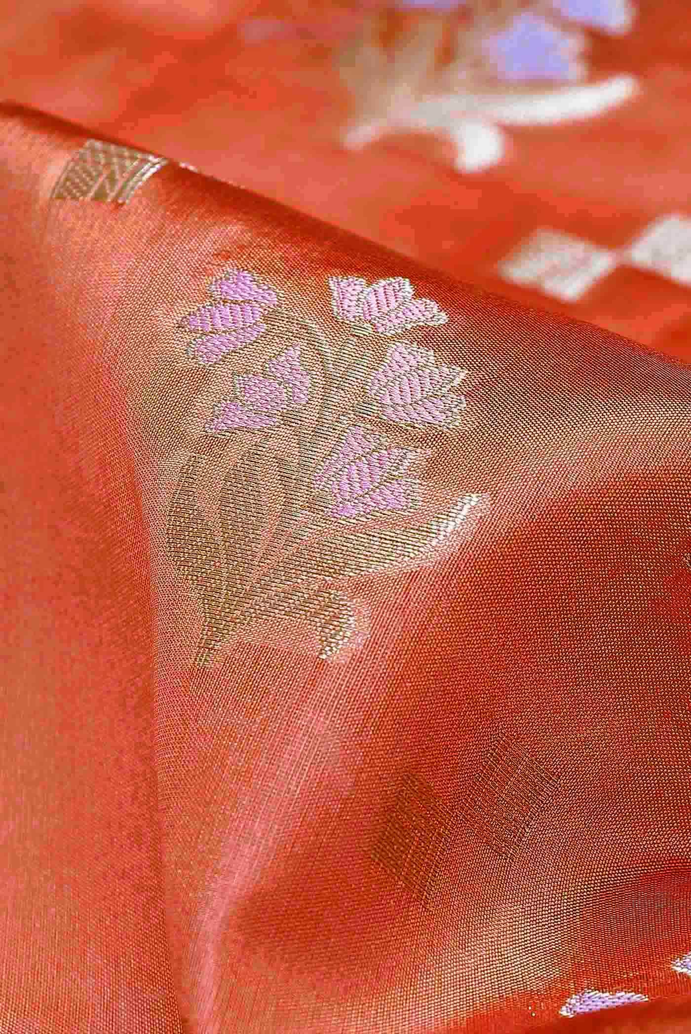 Peach Banarasi Raw Silk Saree