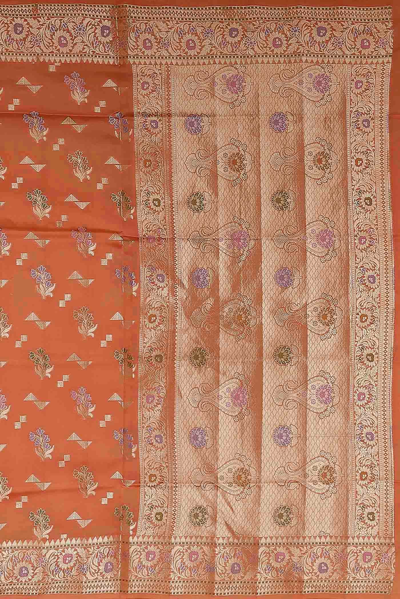 Peach Banarasi Raw Silk Saree