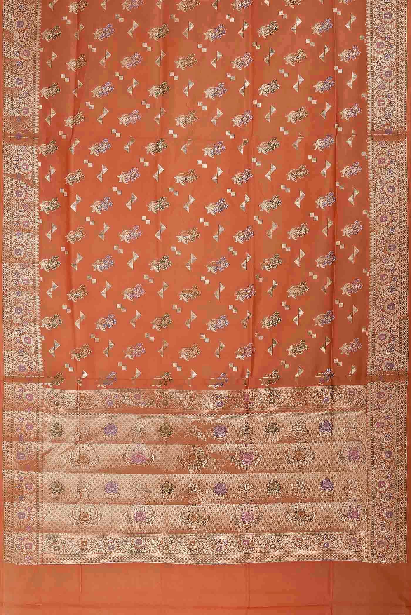 Peach Banarasi Raw Silk Saree