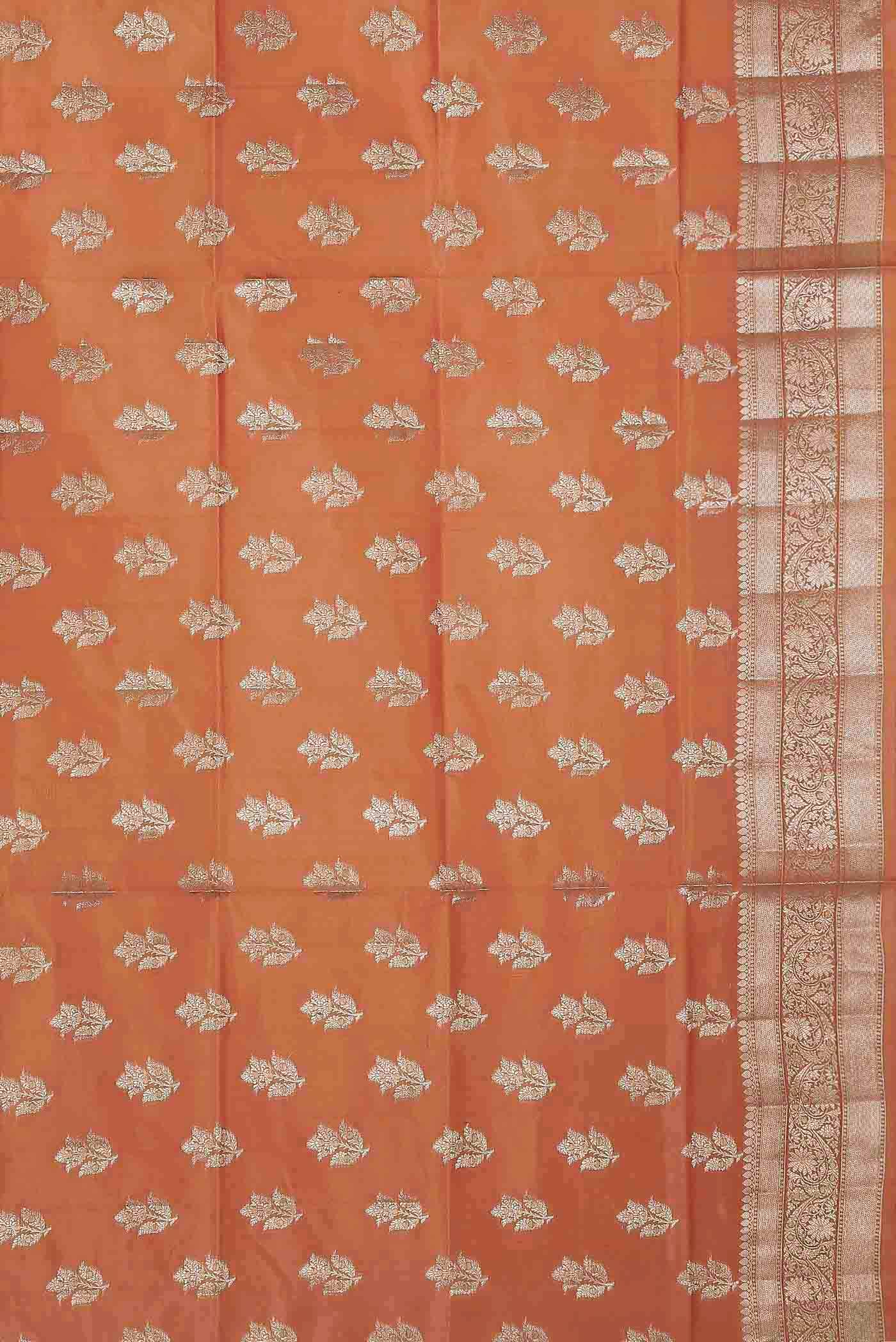 Peach Banarasi Raw Silk Saree