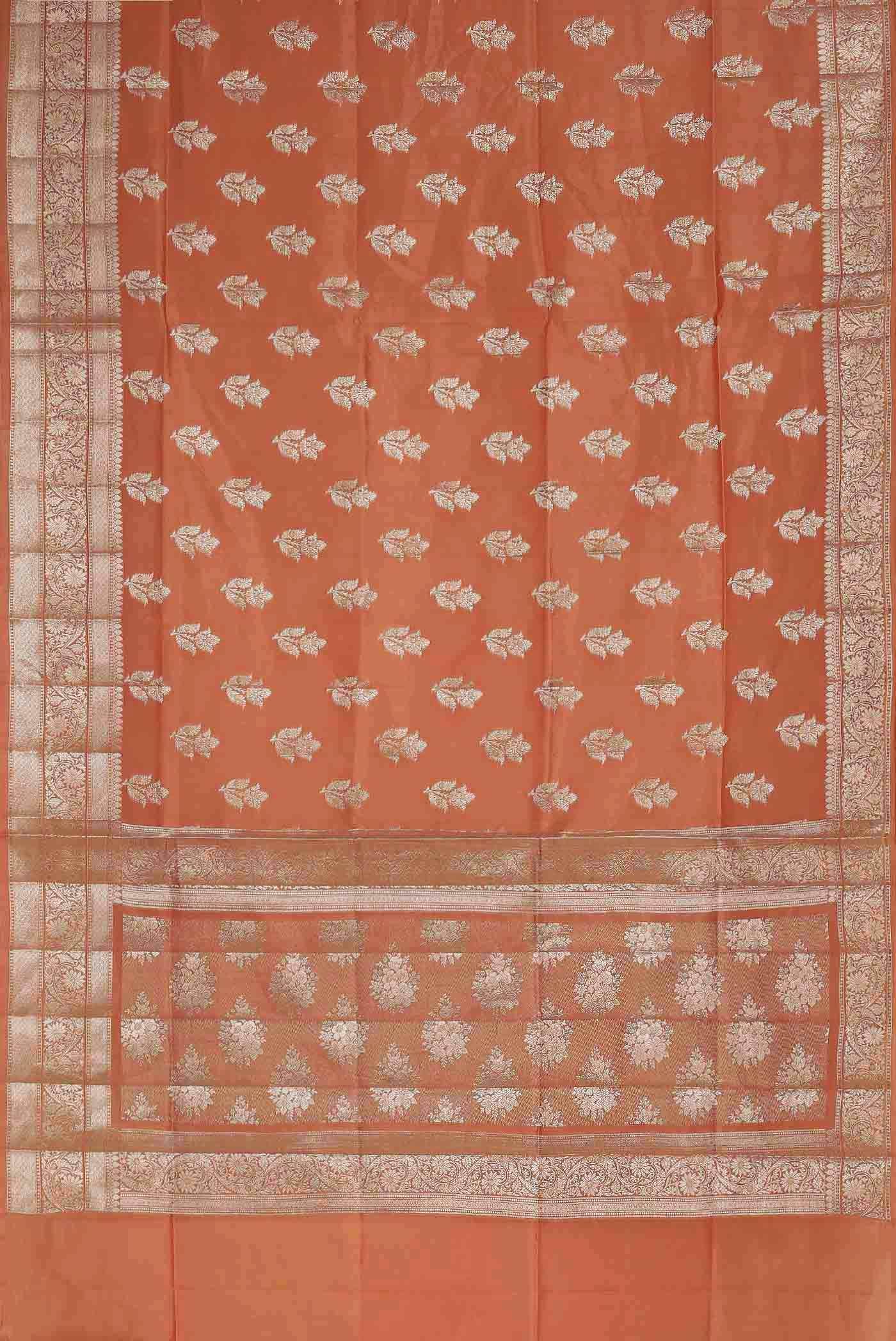 Peach Banarasi Raw Silk Saree