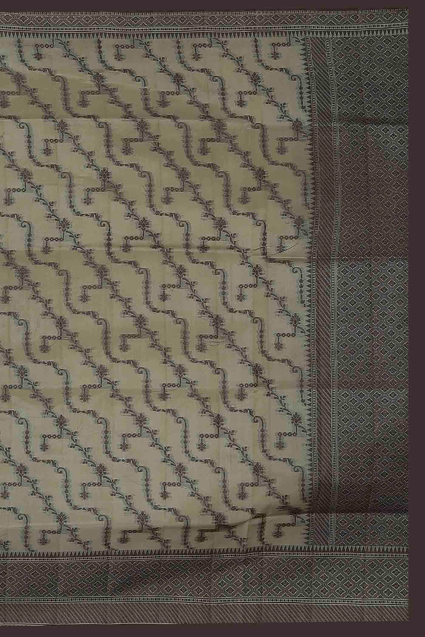 Beige Banarasi Tussar Silk Saree