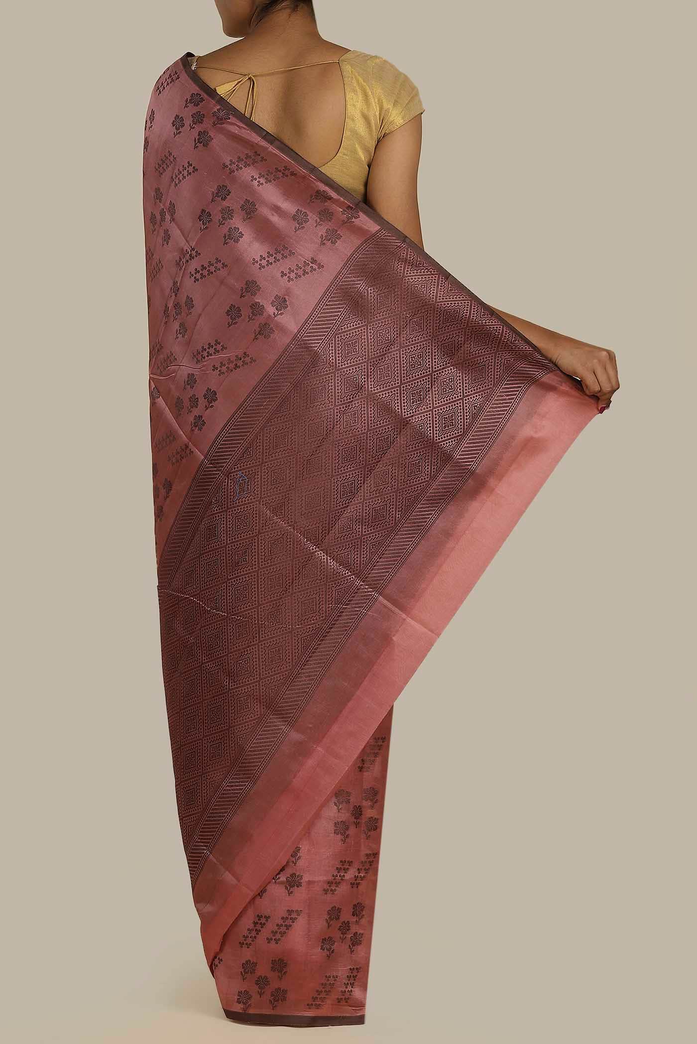 Pink Banarasi Tussar Silk Saree