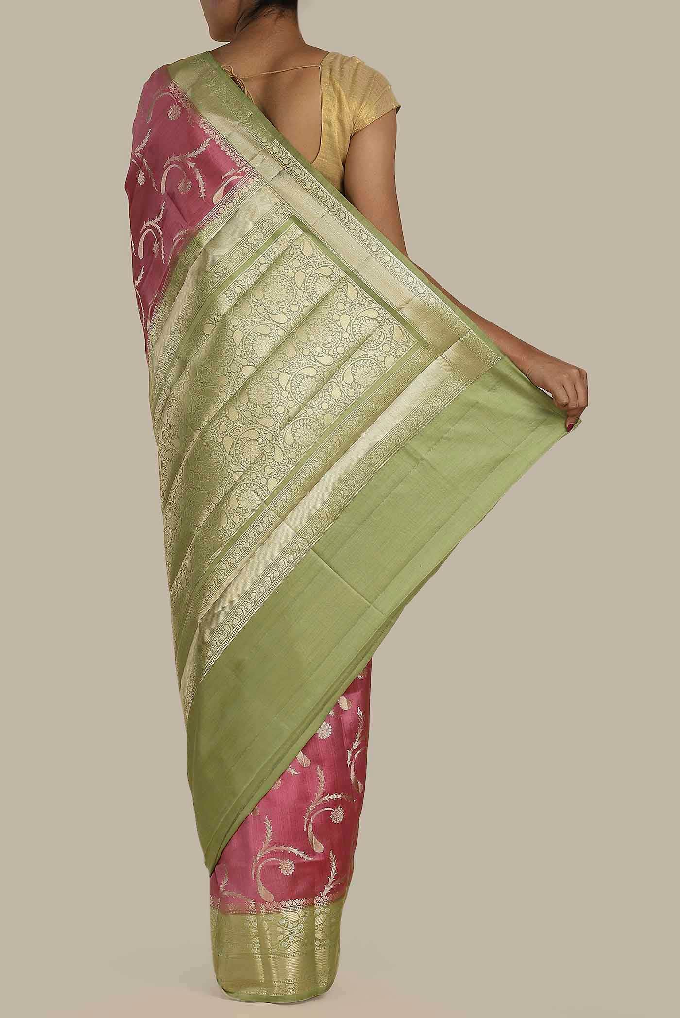 Pink Banarasi Raw Silk Saree