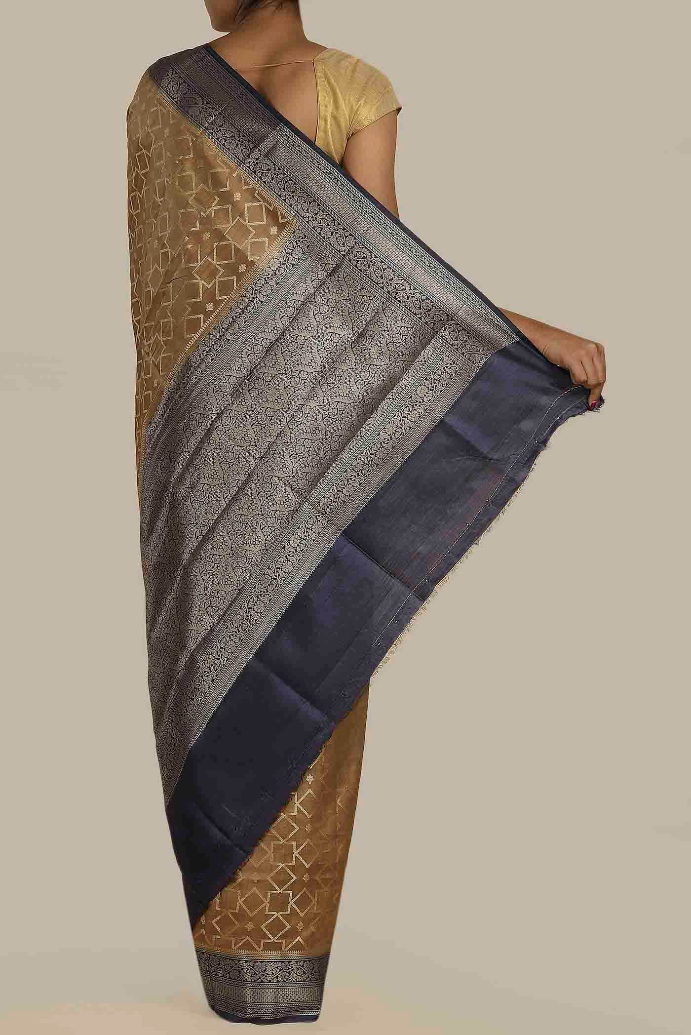 Brown Banarasi Raw Silk Saree