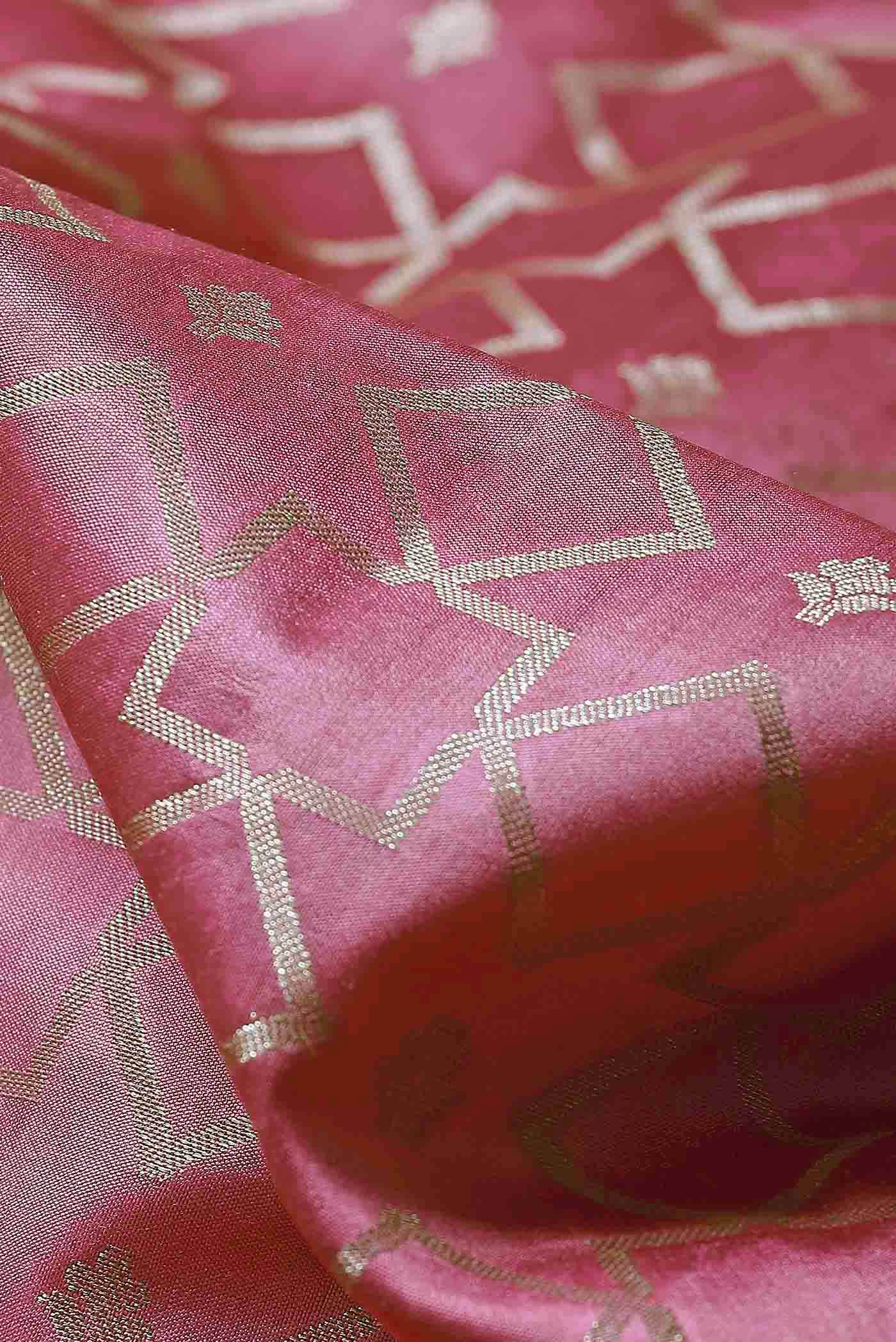 Pink Banarasi Tussar Silk Saree