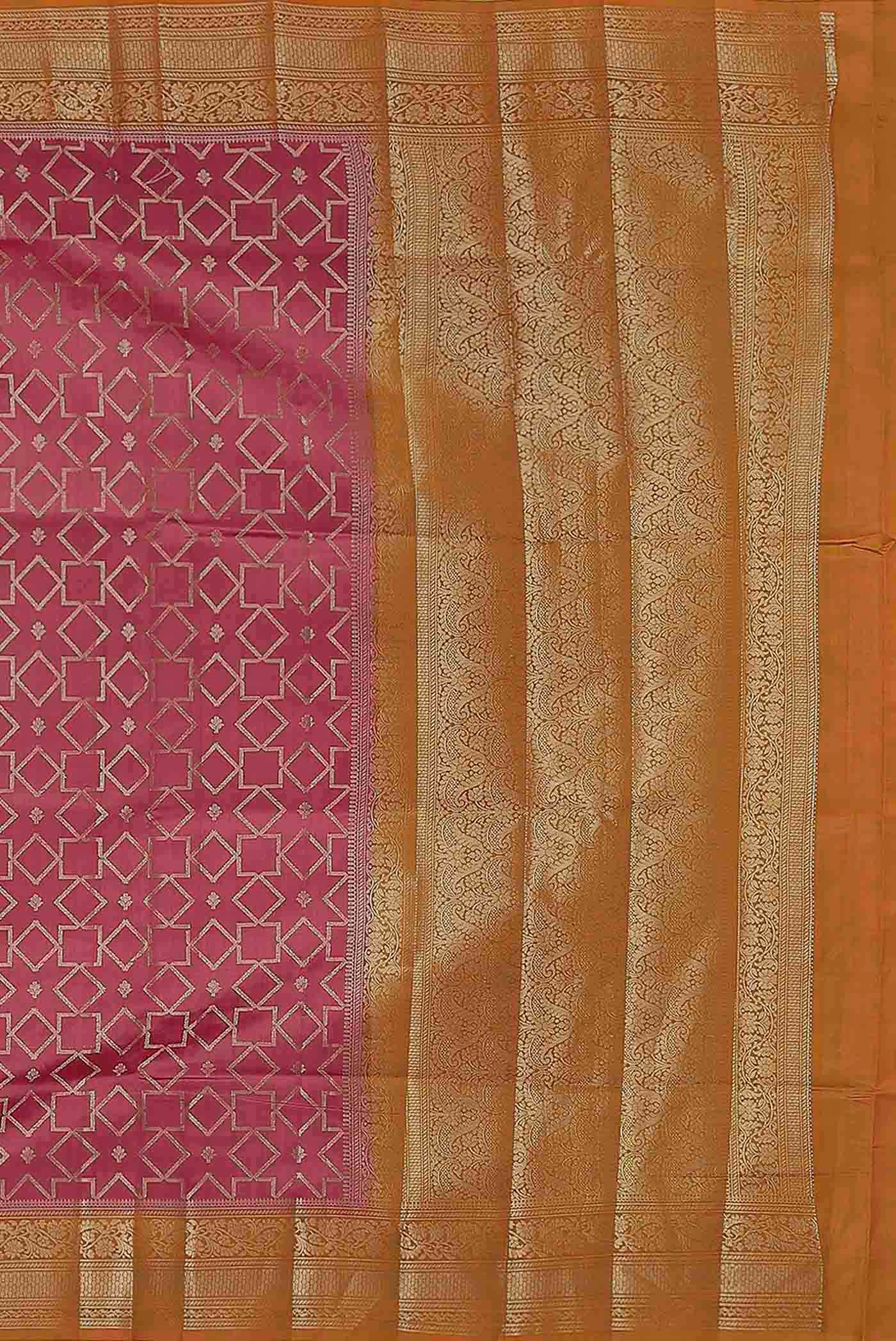 Pink Banarasi Tussar Silk Saree