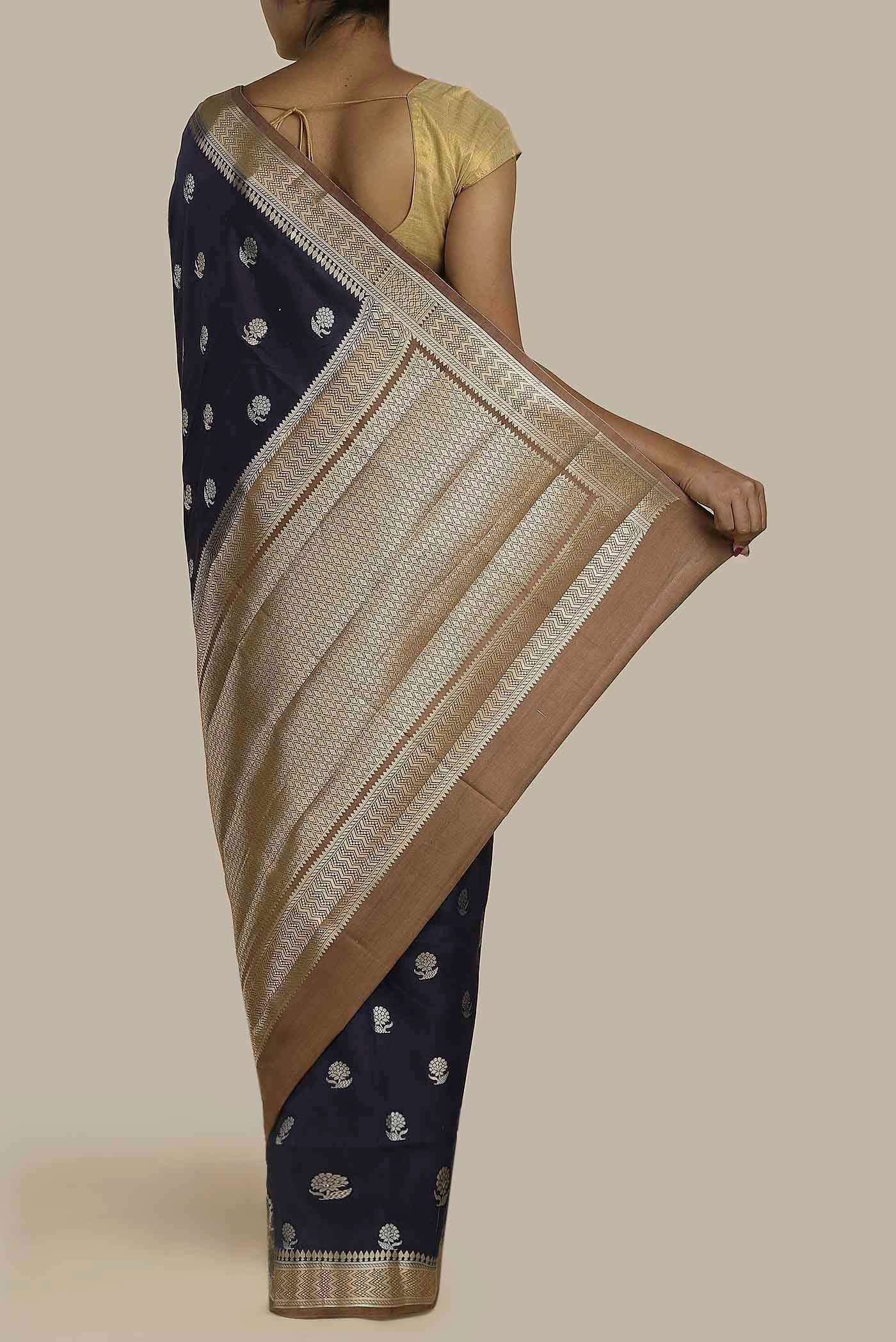 Blue Banarasi Raw Silk Saree