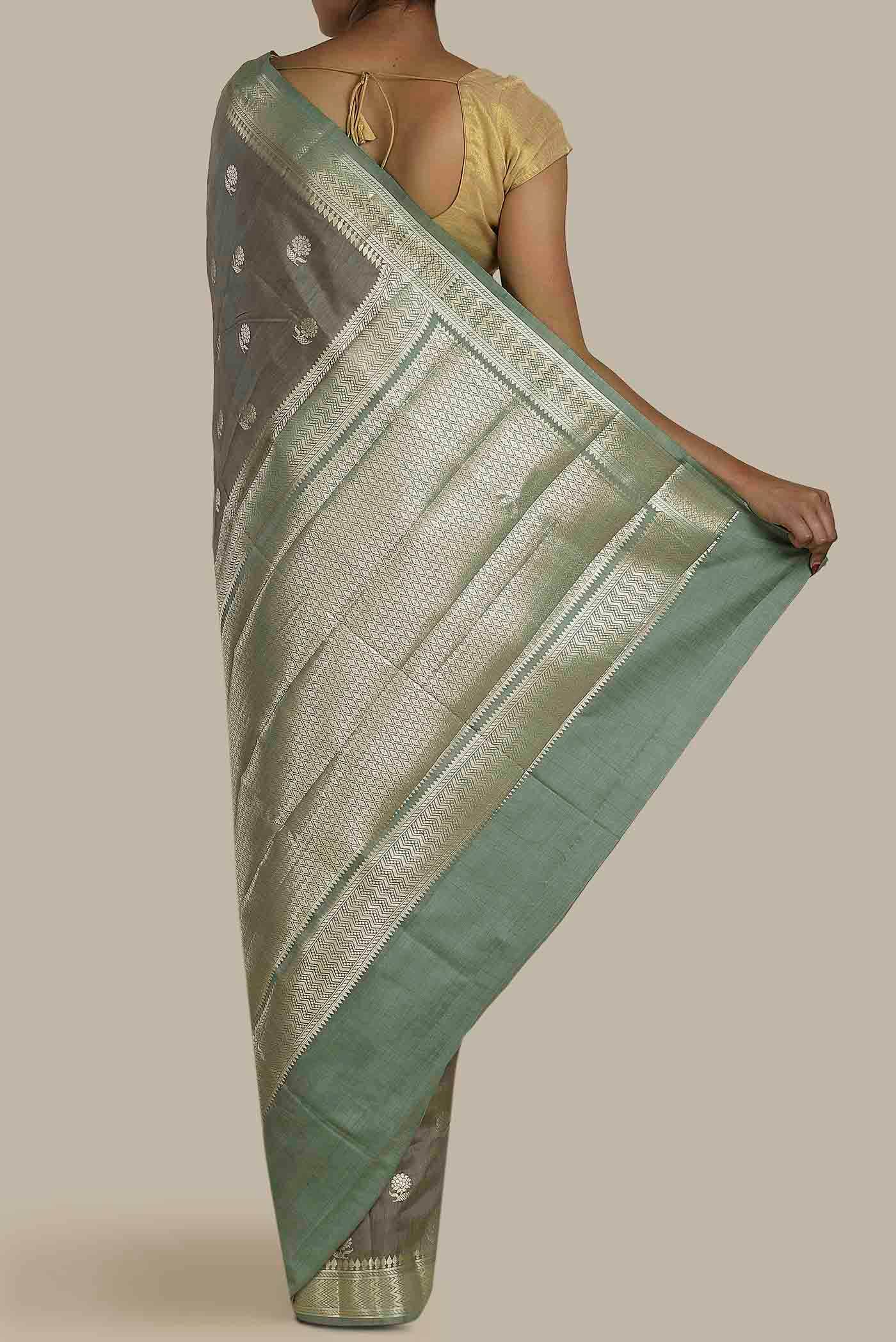 Green Banarasi Tussar Silk Saree