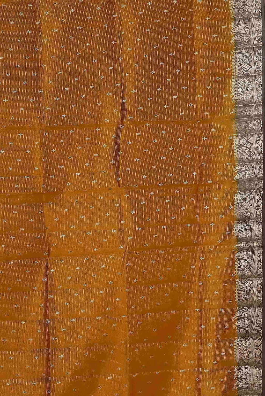 Orange Banarasi Raw Silk Saree