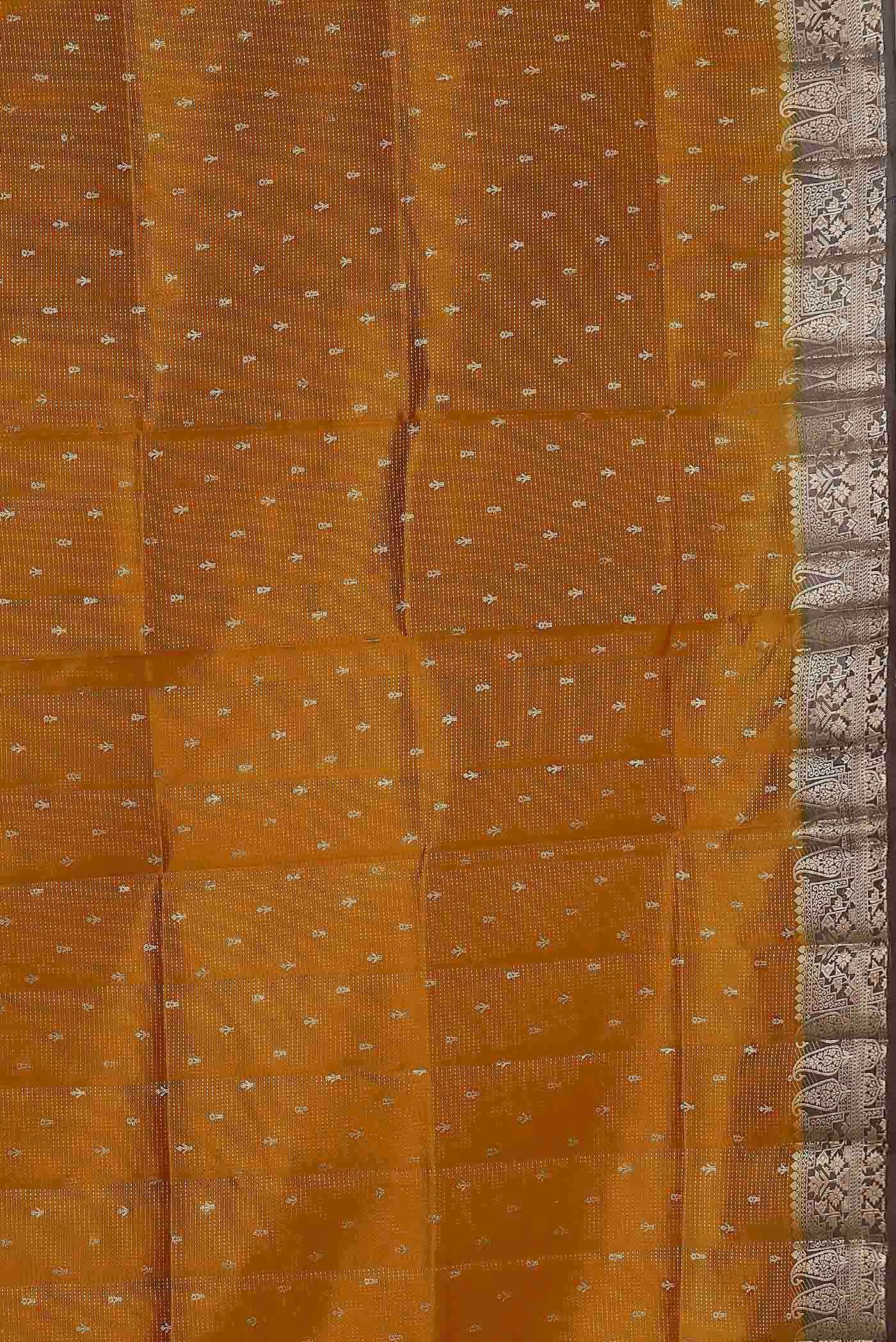 Orange Banarasi Raw Silk Saree