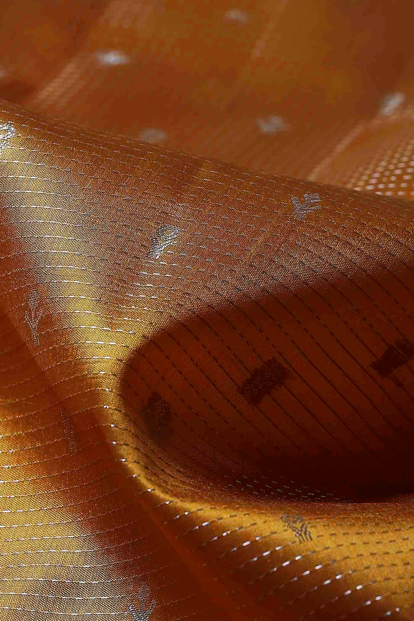 Orange Banarasi Raw Silk Saree
