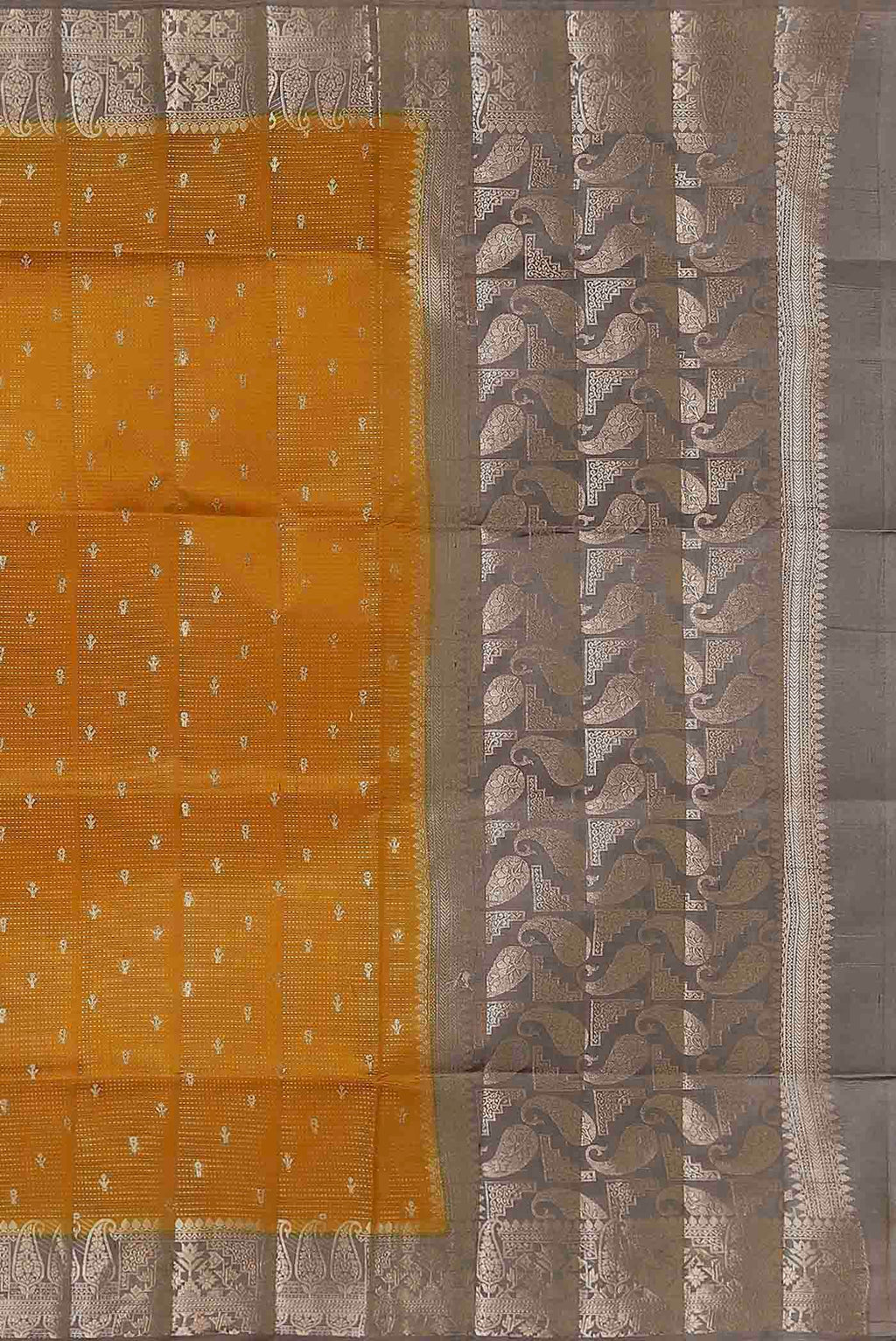Orange Banarasi Raw Silk Saree