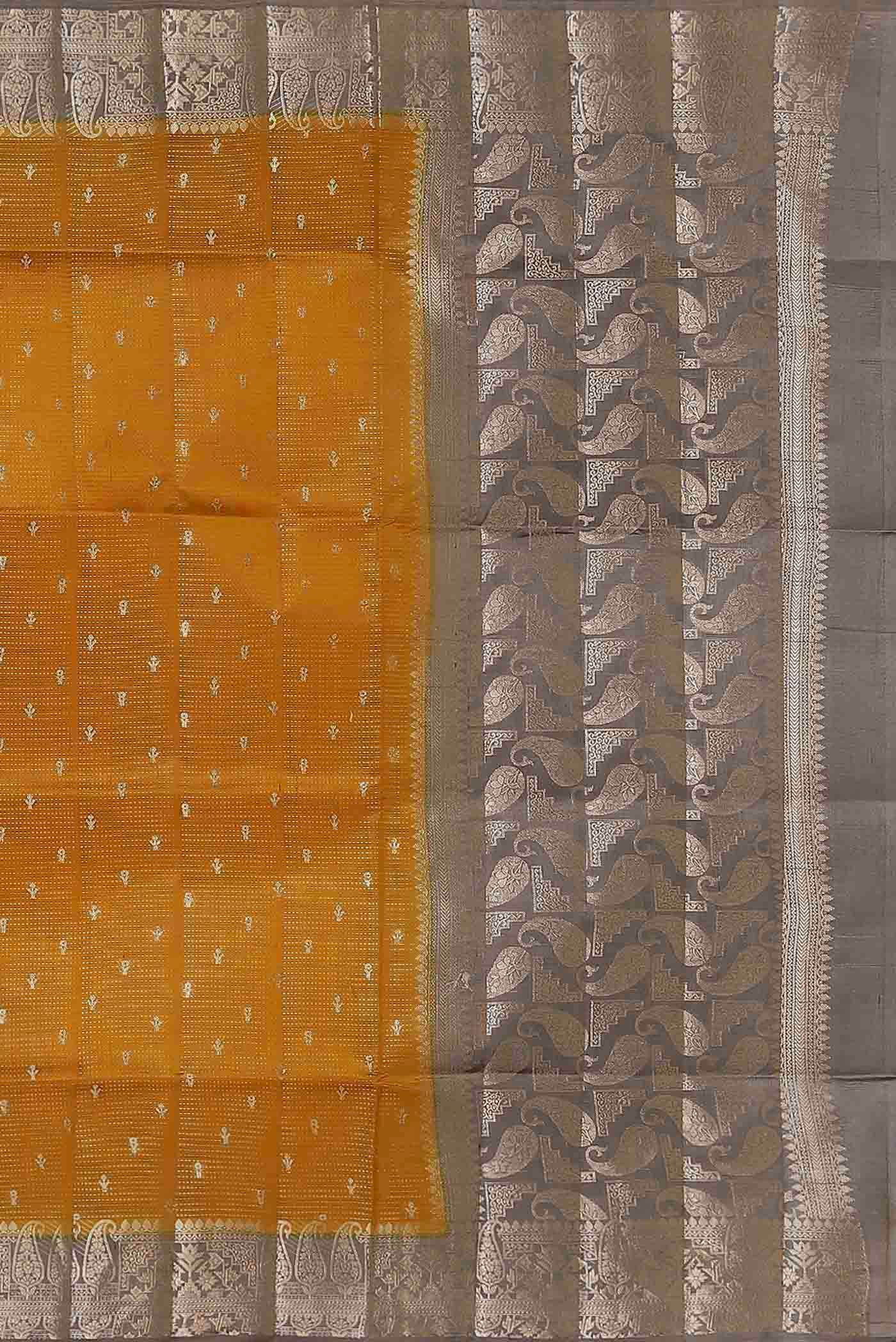 Orange Banarasi Raw Silk Saree