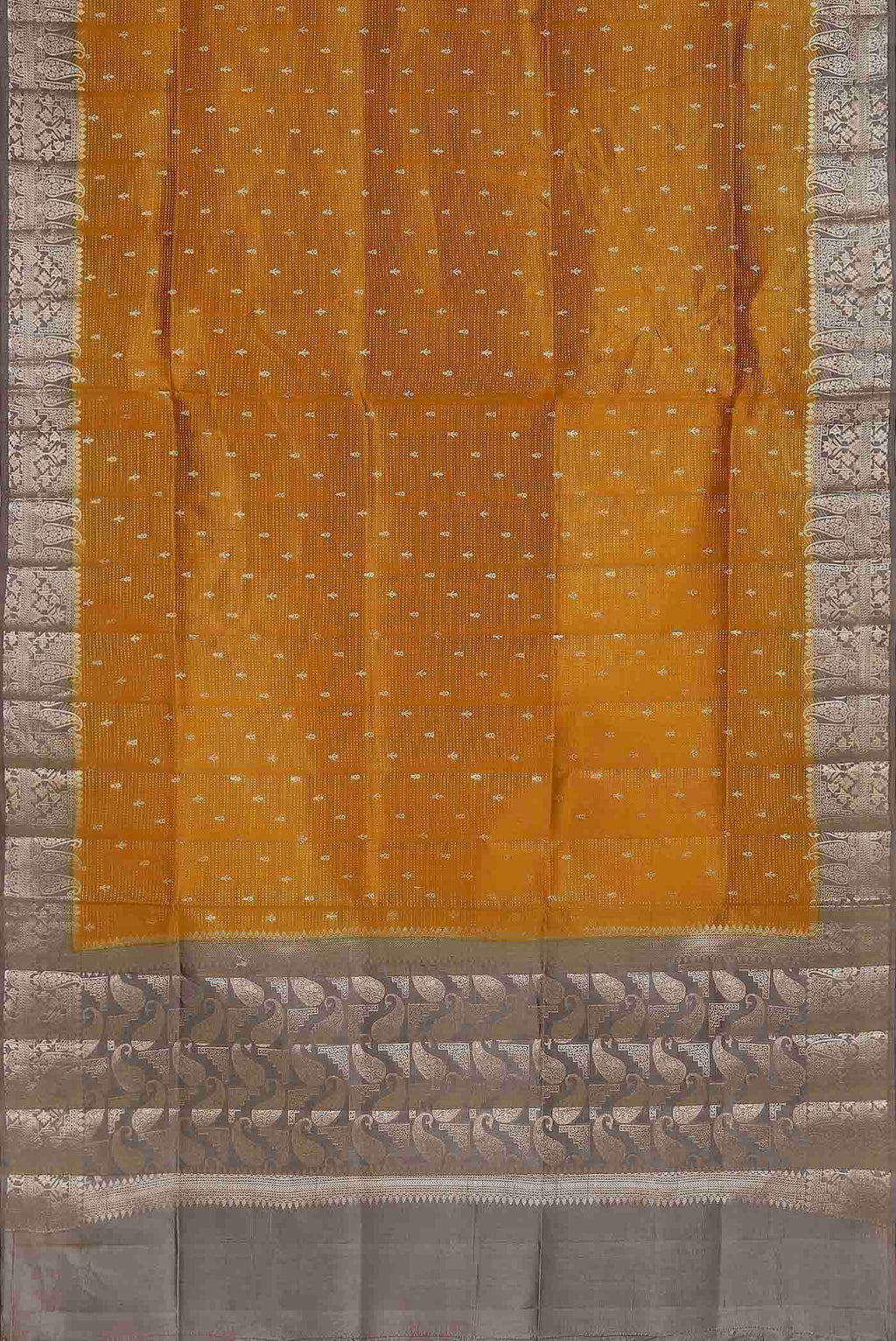 Orange Banarasi Raw Silk Saree