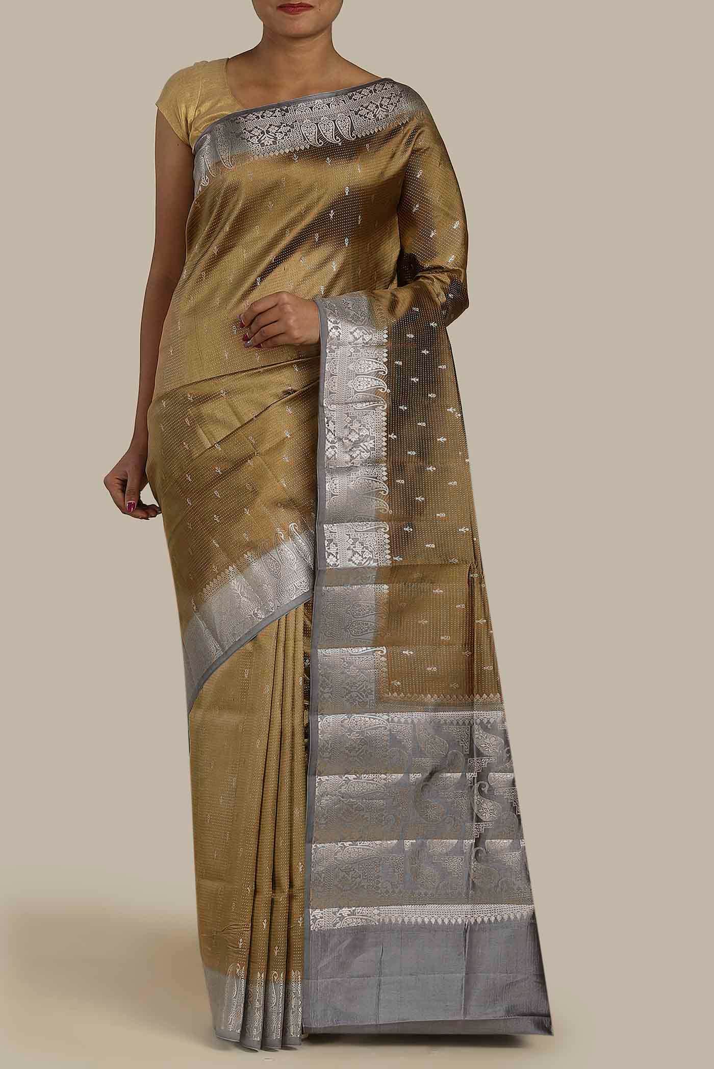 Brown Banarasi Raw Silk Saree