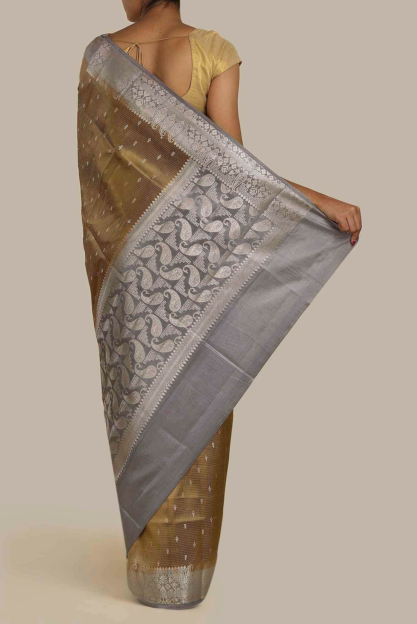 Brown Banarasi Raw Silk Saree