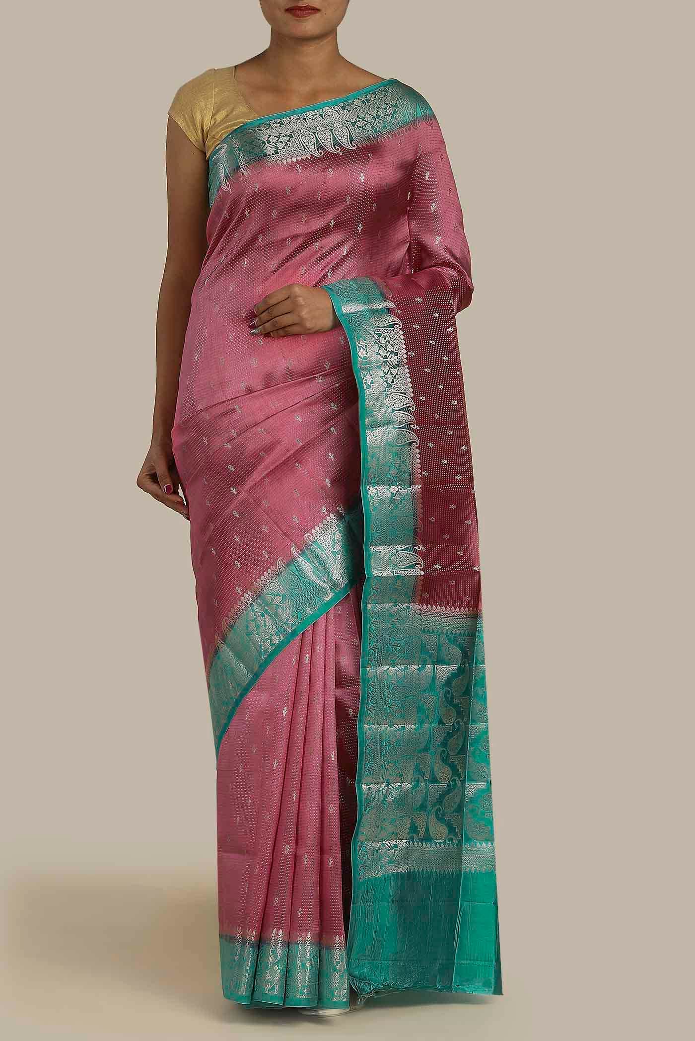 Pink Banarasi Raw Silk Saree