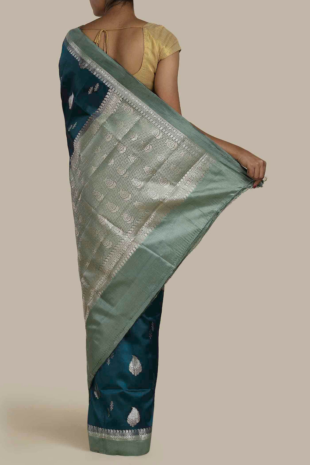 Blue Banarasi Raw Silk Saree