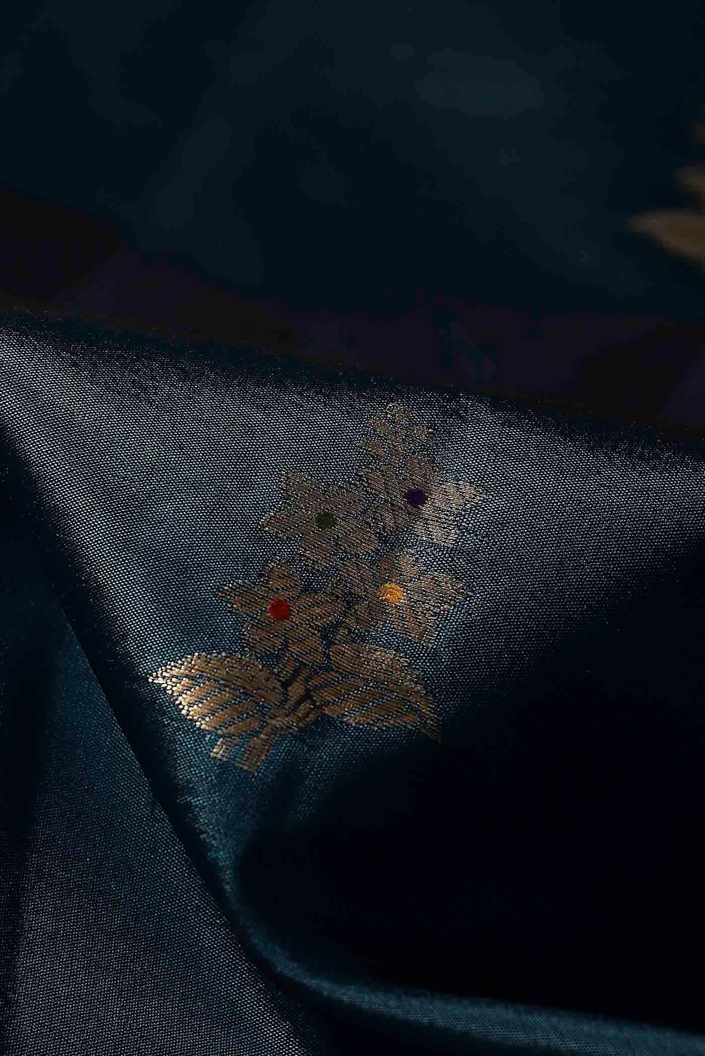 Blue Banarasi Raw Silk Saree