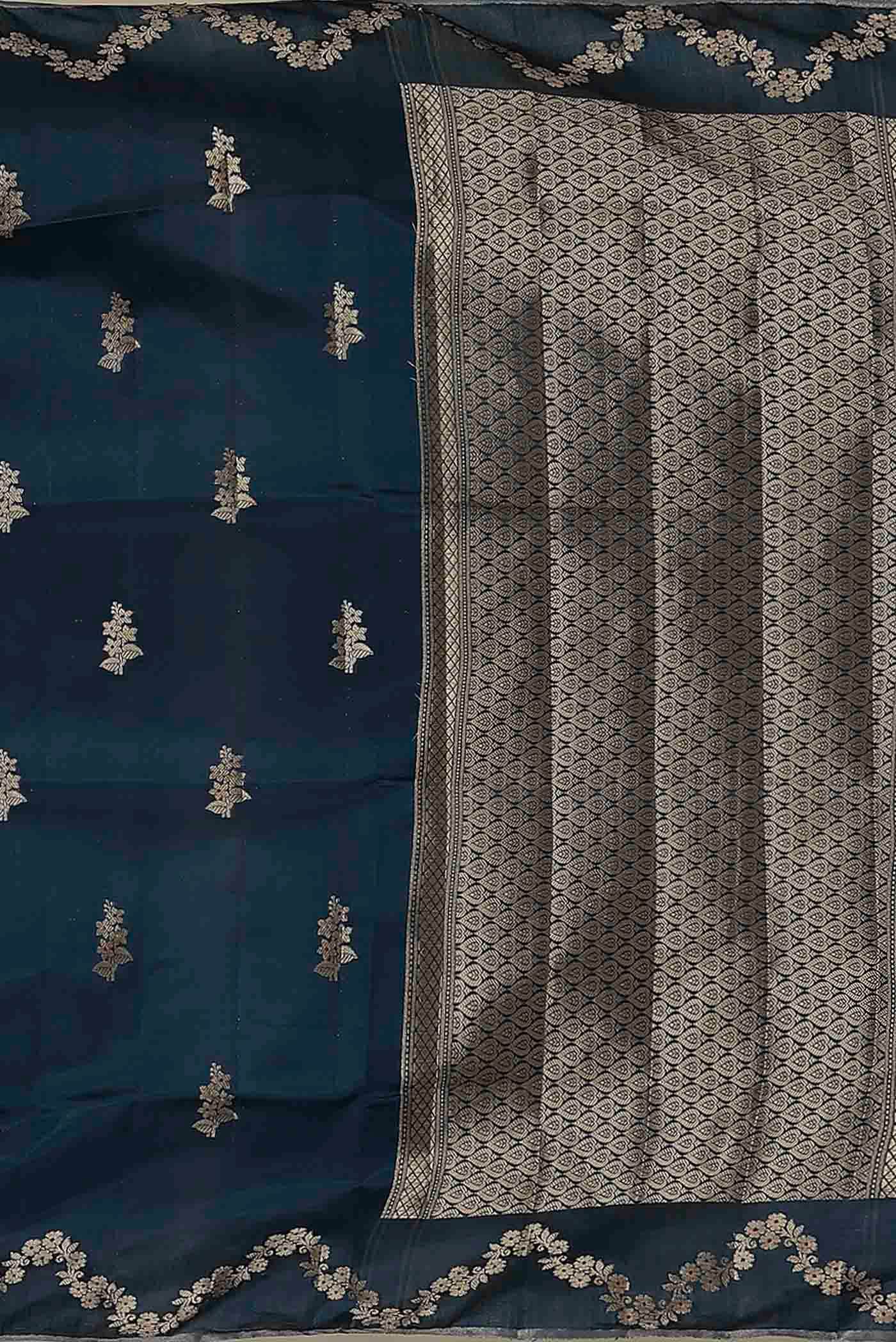 Blue Banarasi Raw Silk Saree