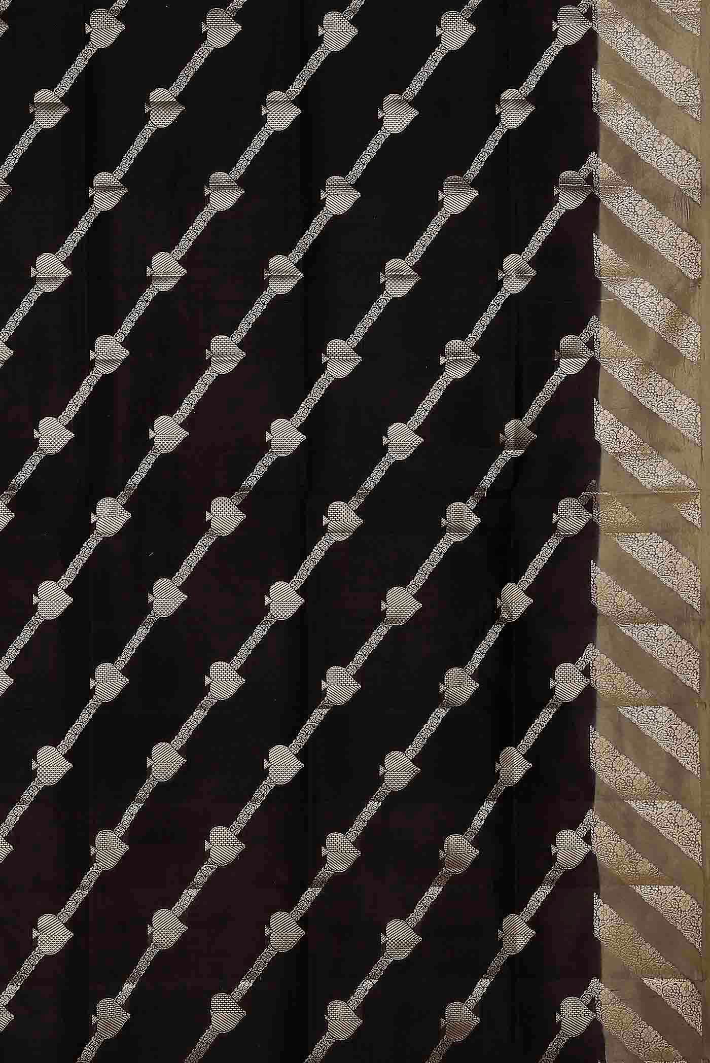 Black Banarasi Raw Silk Saree
