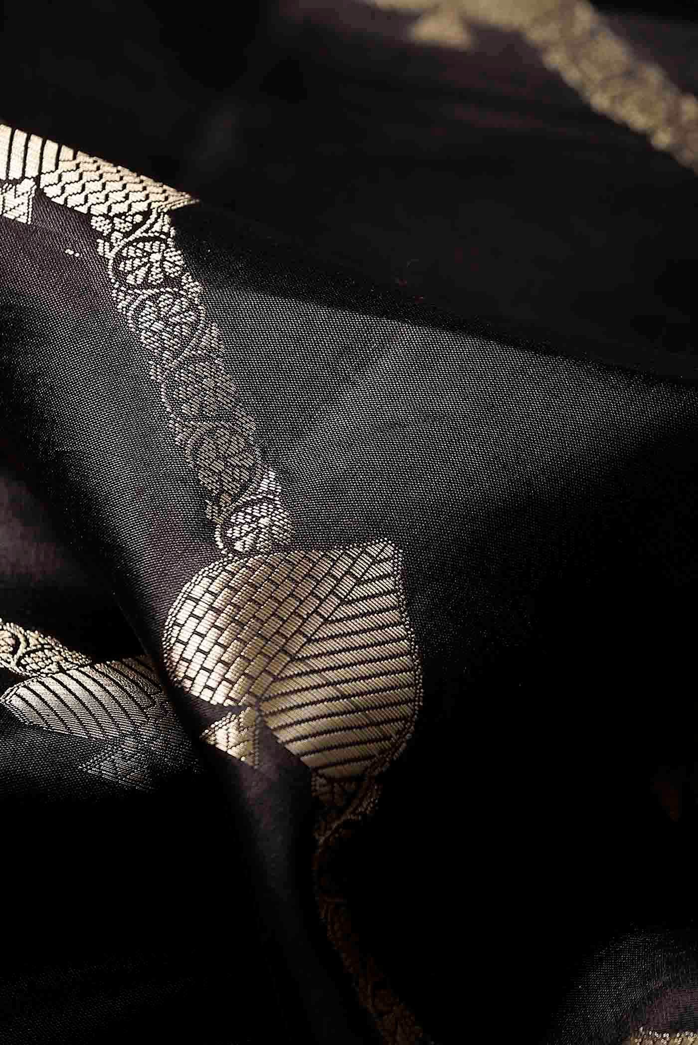 Black Banarasi Raw Silk Saree