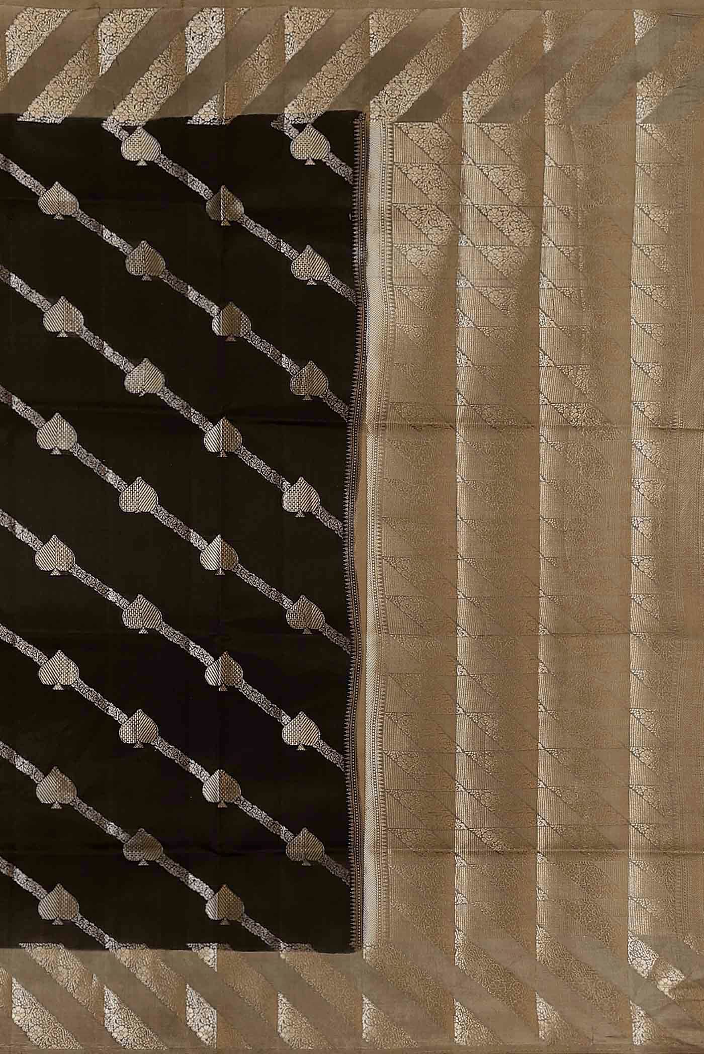 Black Banarasi Raw Silk Saree