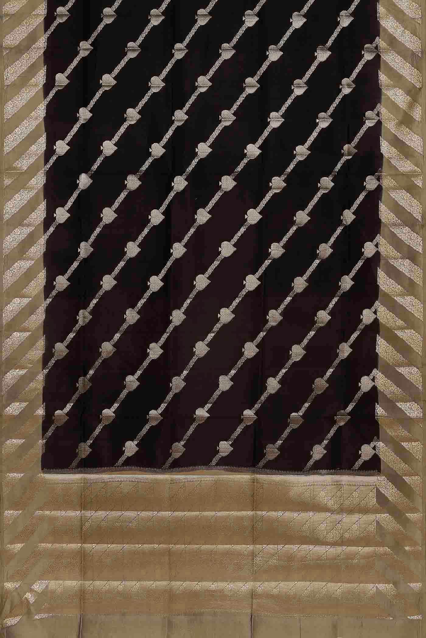 Black Banarasi Raw Silk Saree