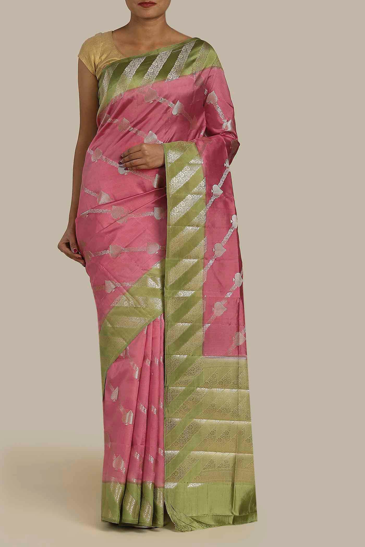 Pink Banarasi Raw Silk Saree