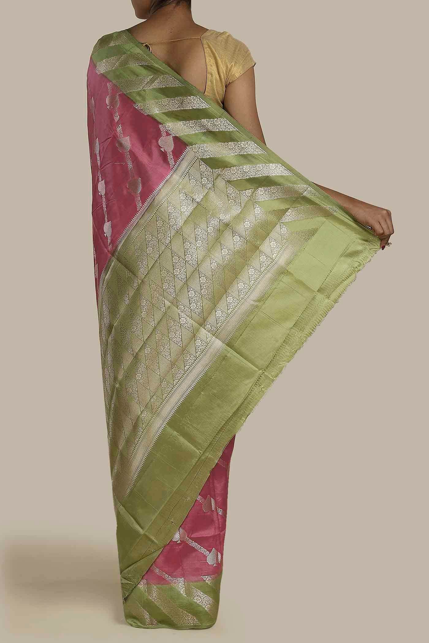 Pink Banarasi Raw Silk Saree