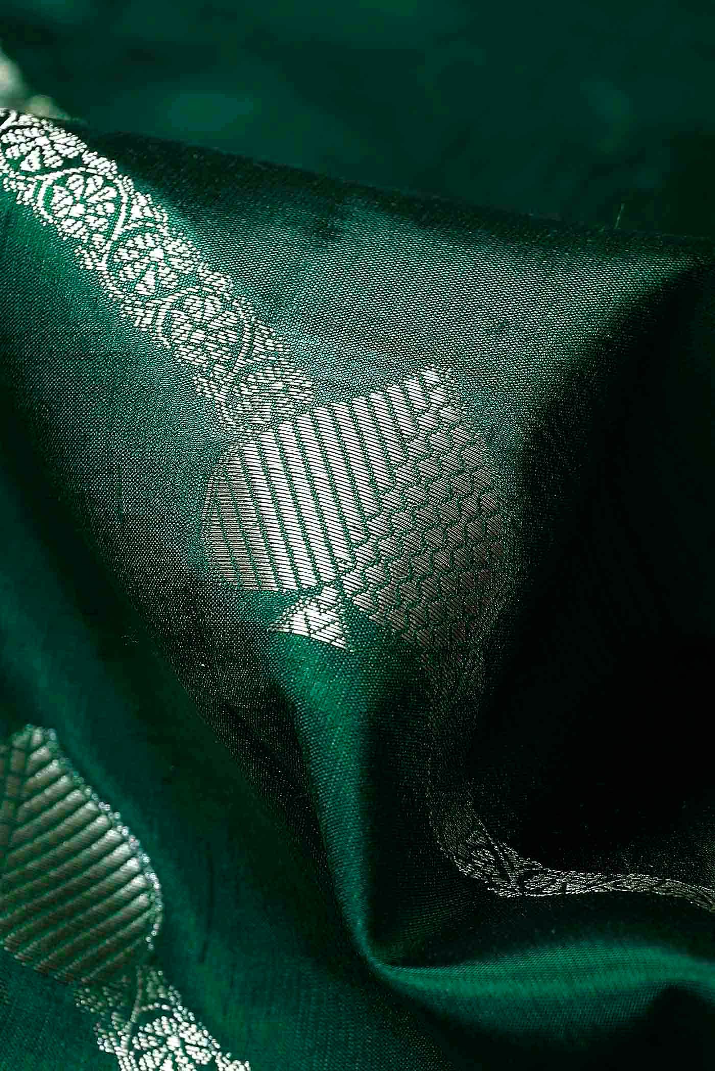 Green Banarasi Raw Silk Saree