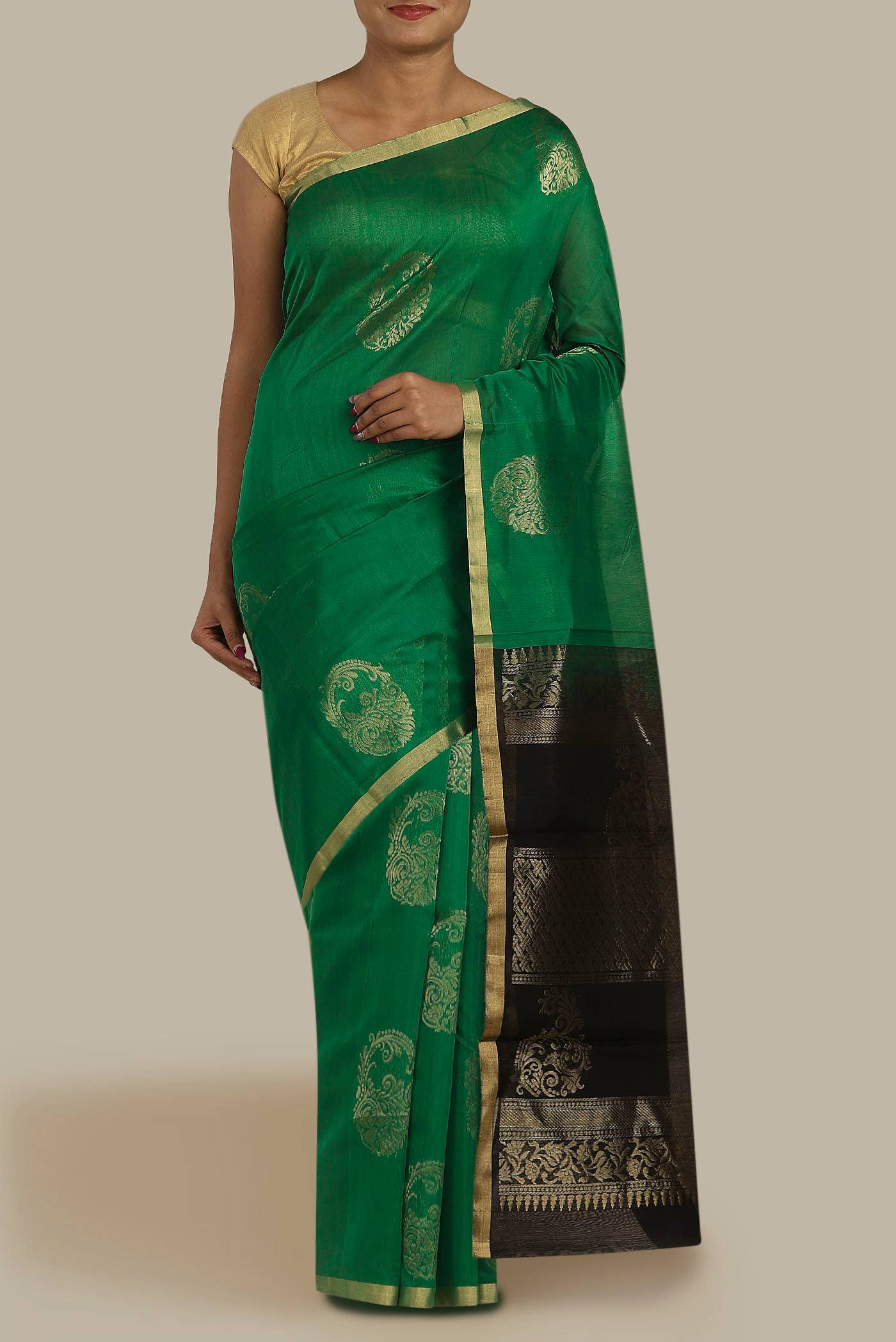 Green Silk Cotton Saree