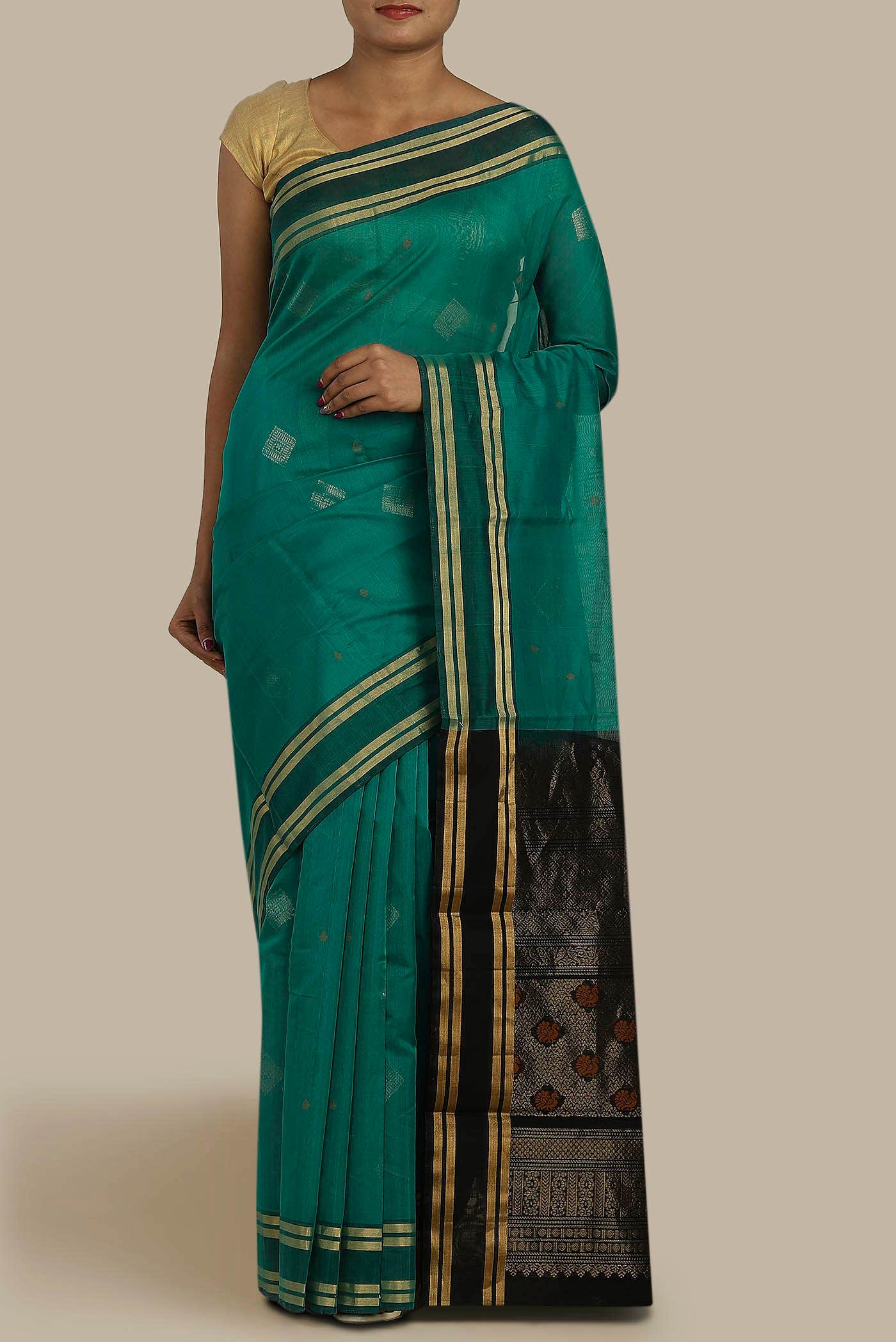 Green Silk Cotton Saree