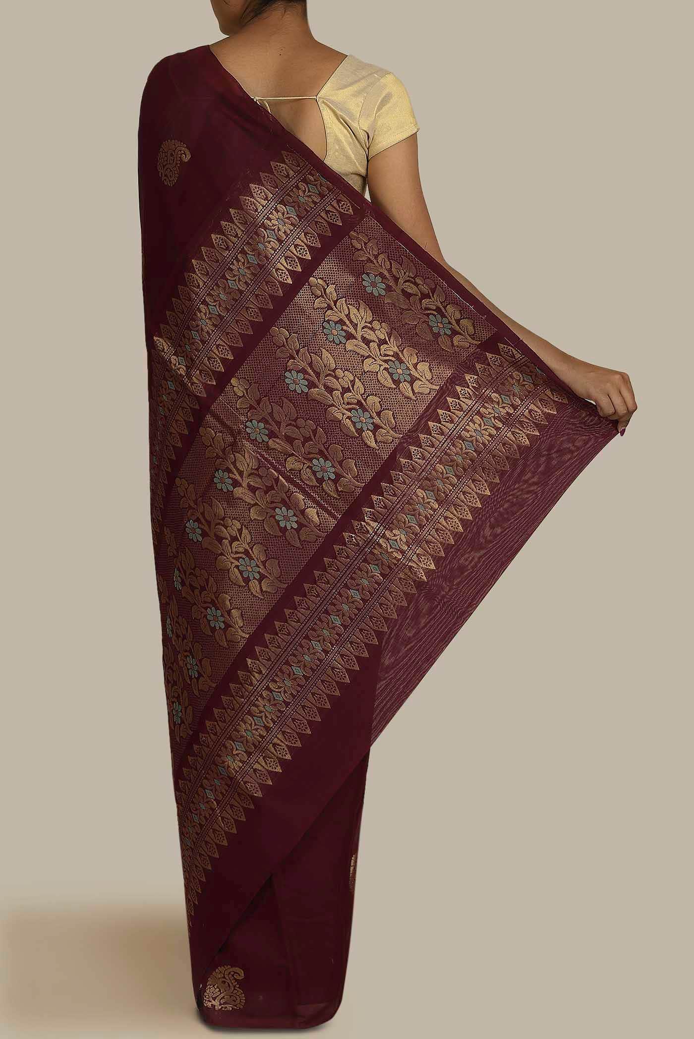 Brown Silk Cotton Saree