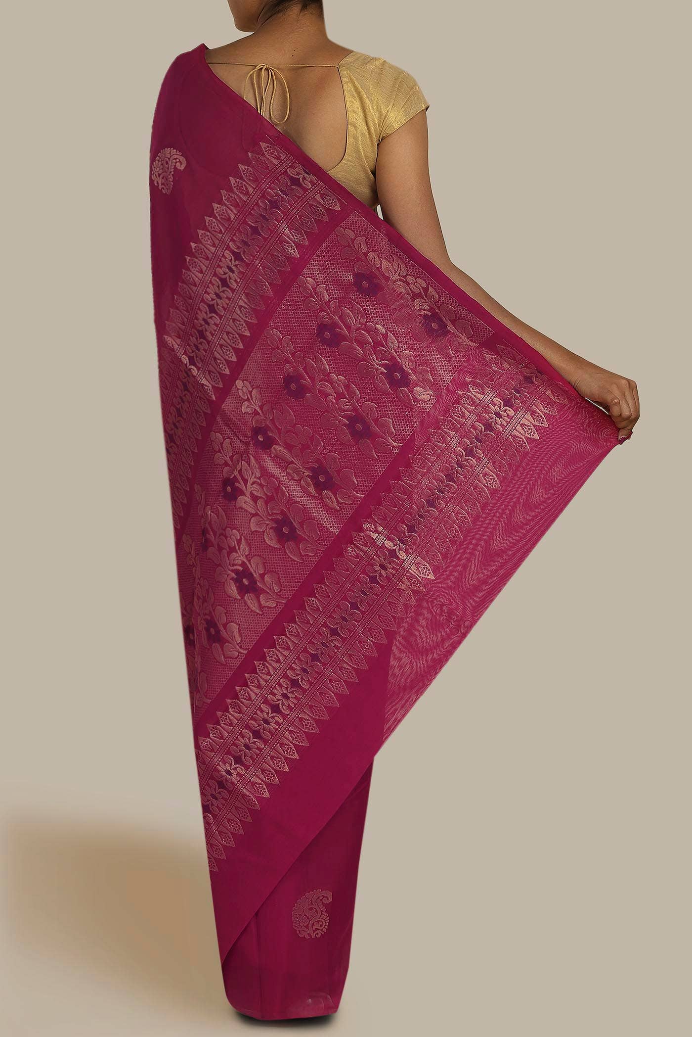 Pink Silk Cotton Saree