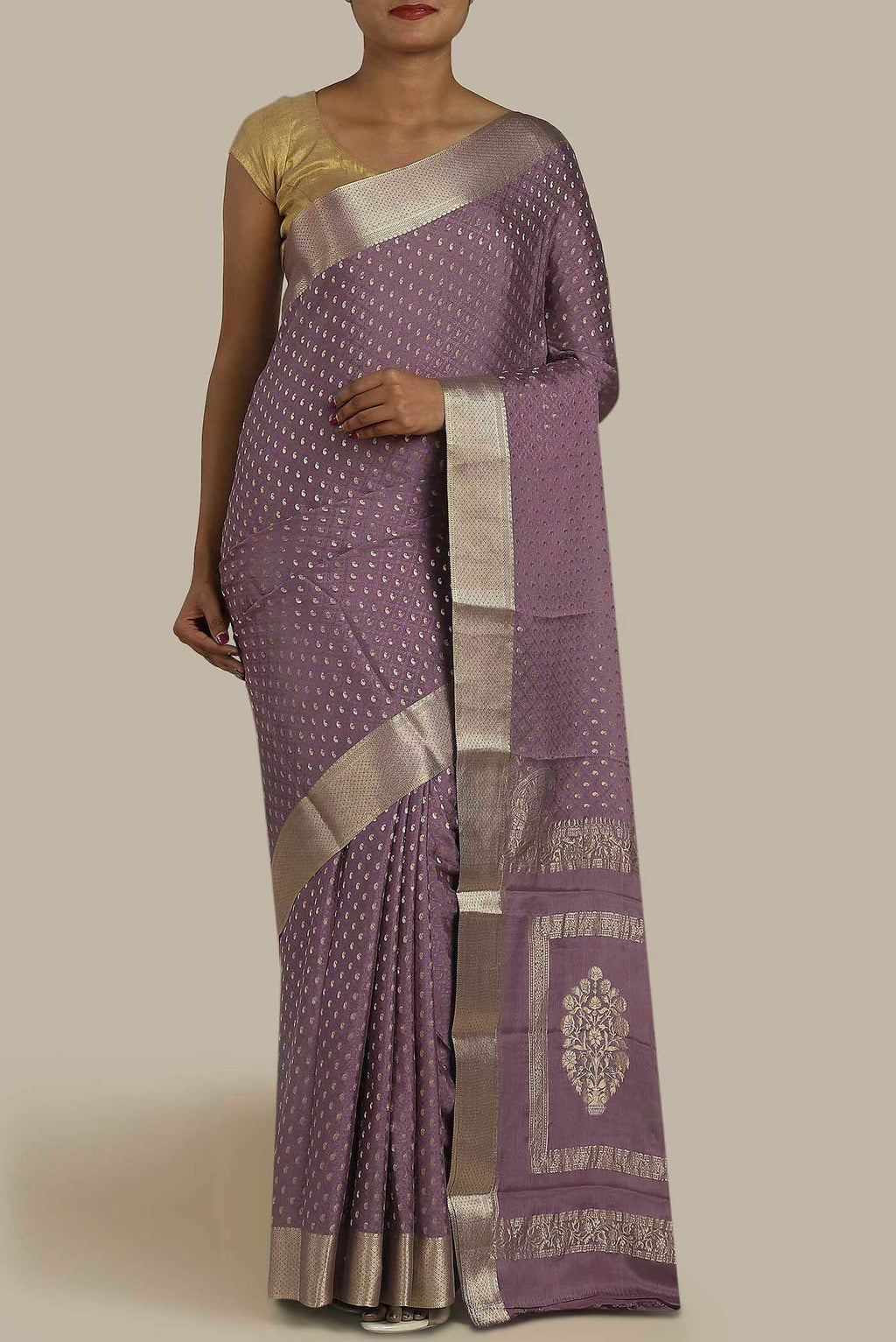 Lavender Mysore Crepe Saree