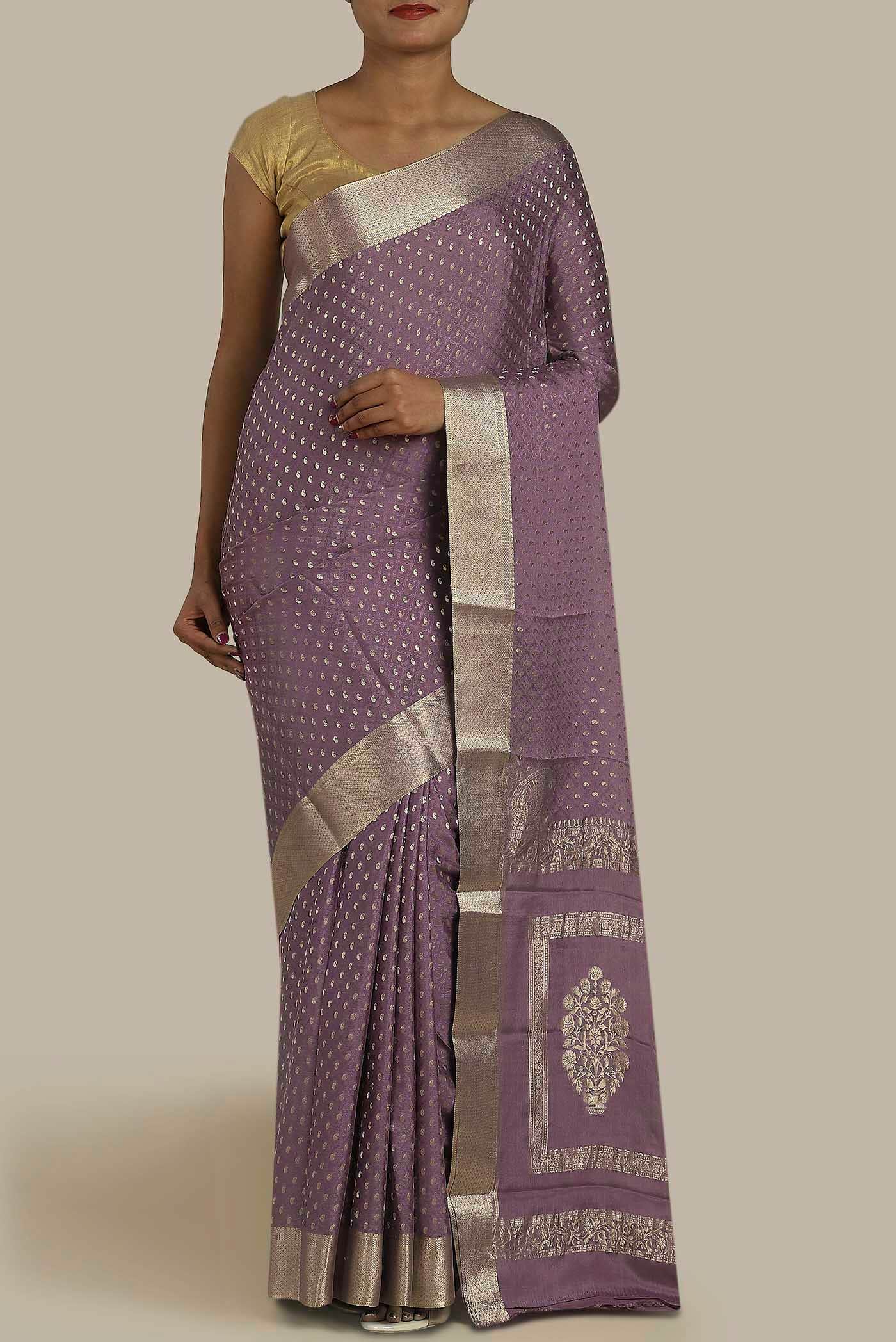 Lavender Mysore Crepe Saree