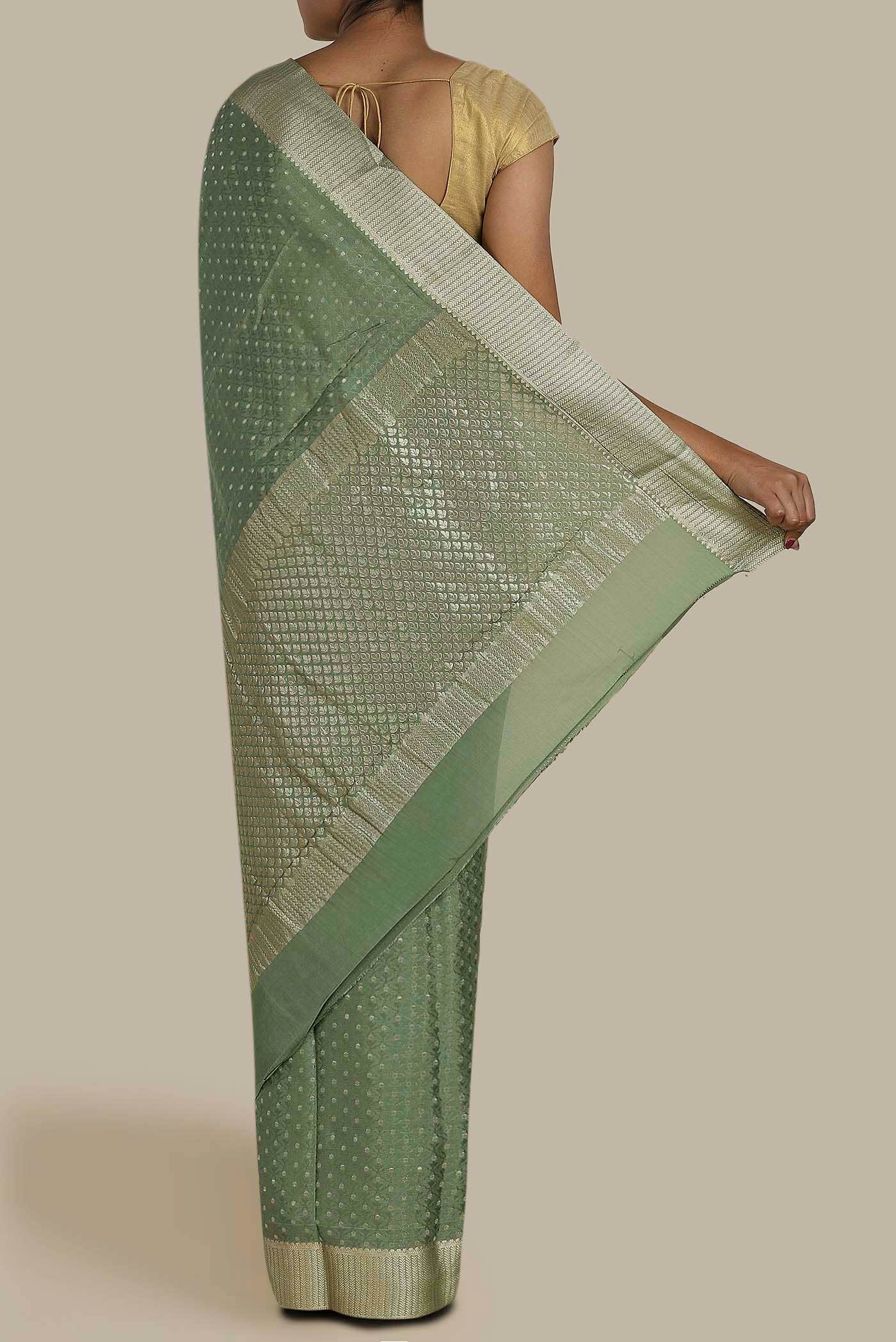 Green Mysore Crepe Saree