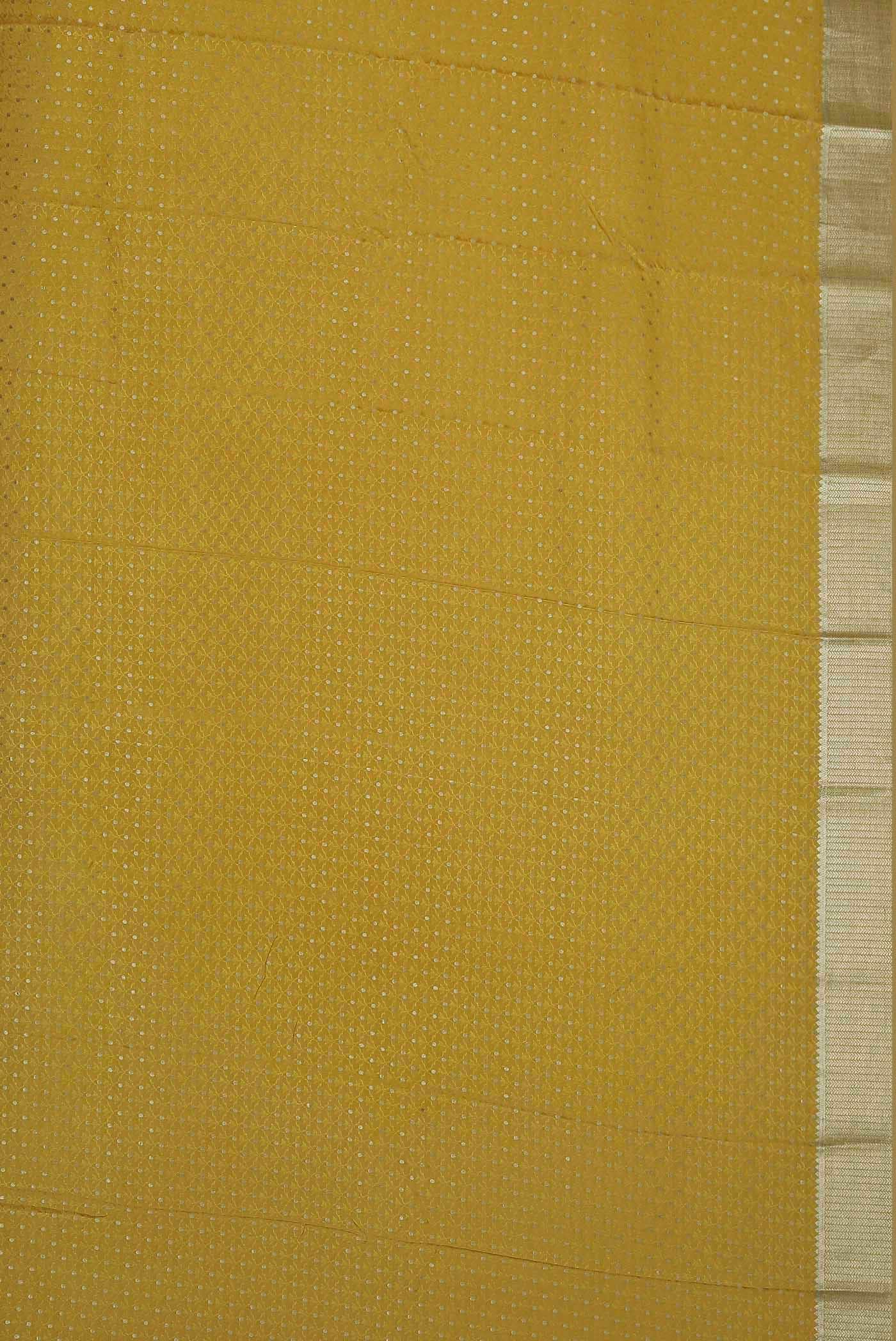 Yellow Mysore Crepe Saree