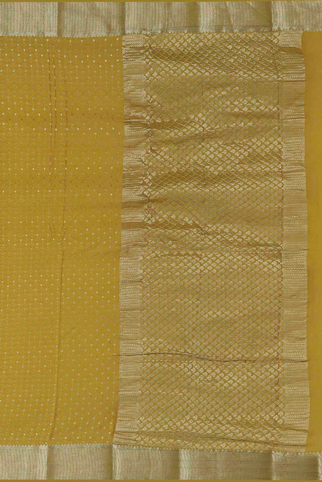 Yellow Mysore Crepe Saree