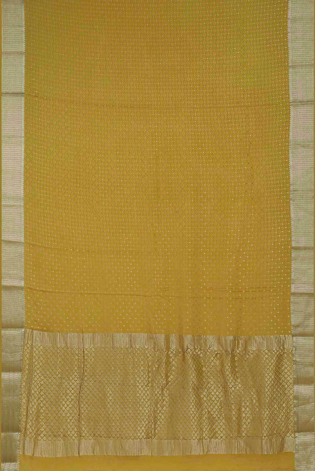 Yellow Mysore Crepe Saree