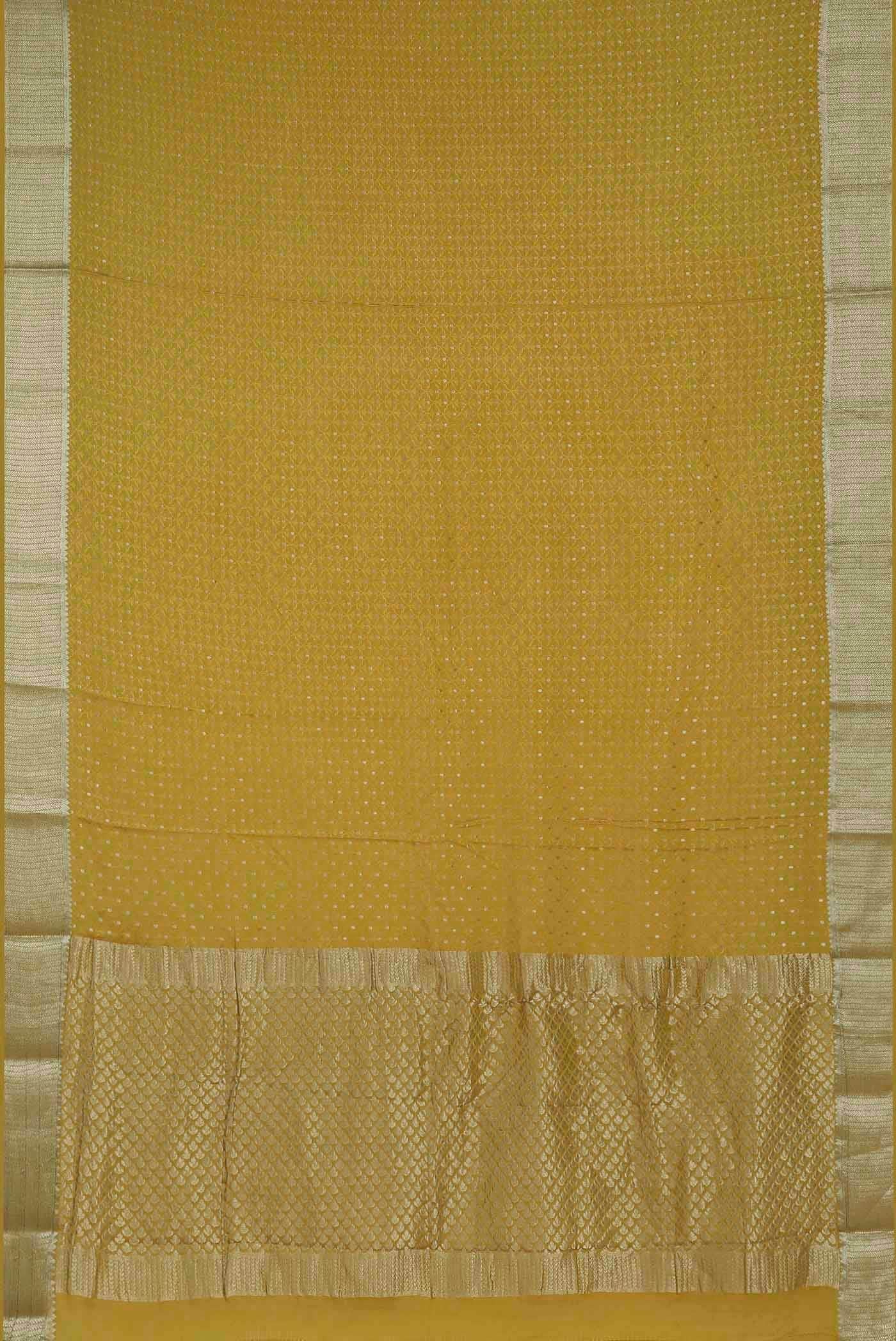 Yellow Mysore Crepe Saree