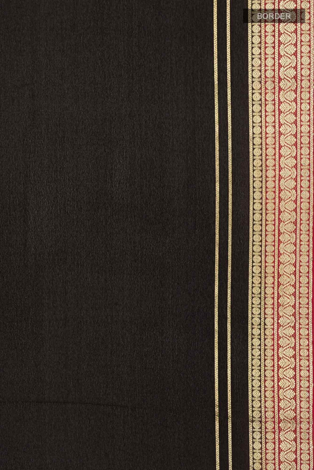 Black Mysore Crepe Saree