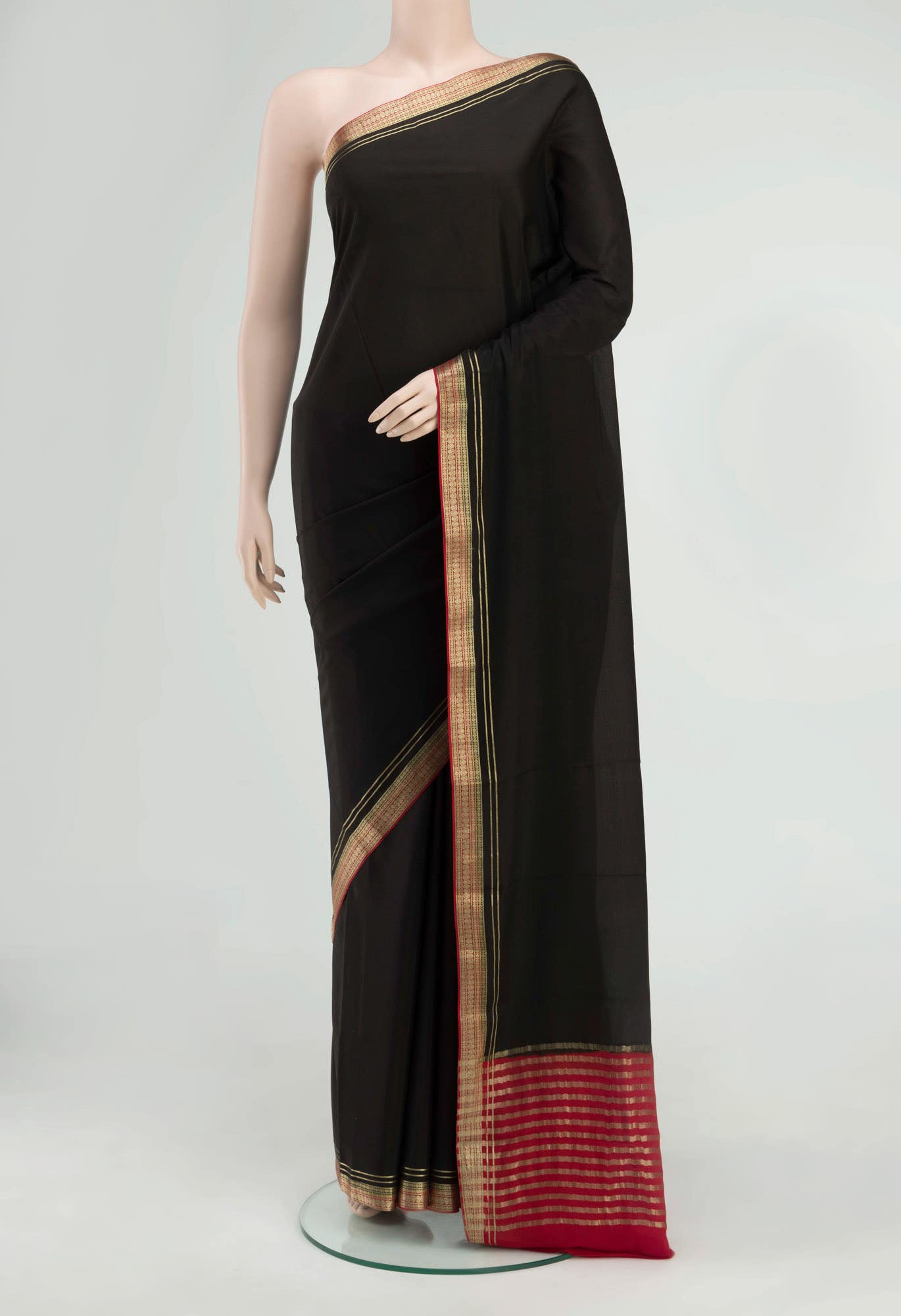 Black Mysore Crepe Saree