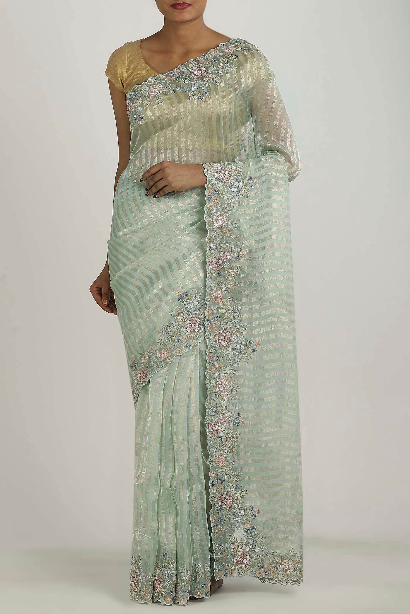 Light Green Organza Silk Saree