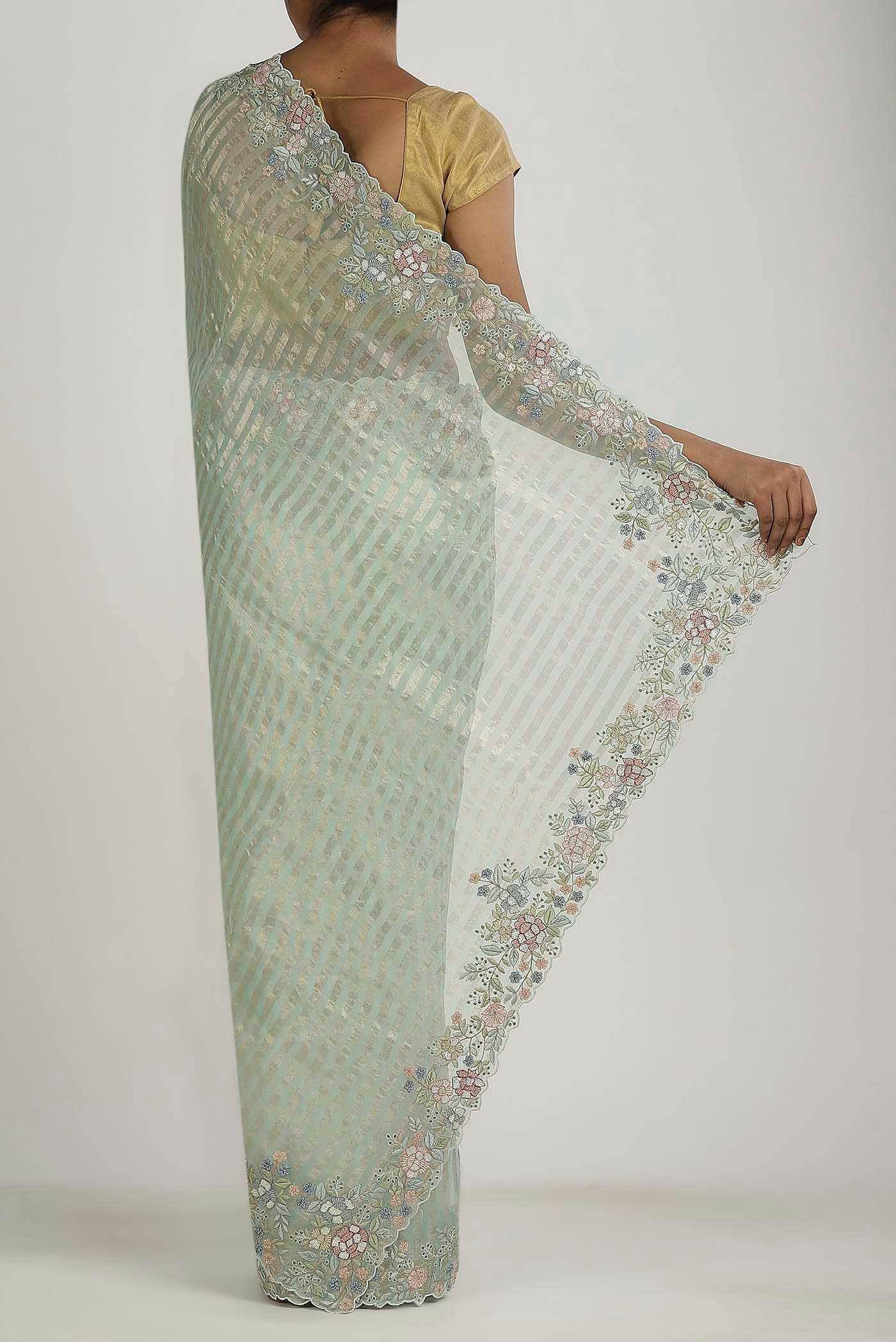 Light Green Organza Silk Saree