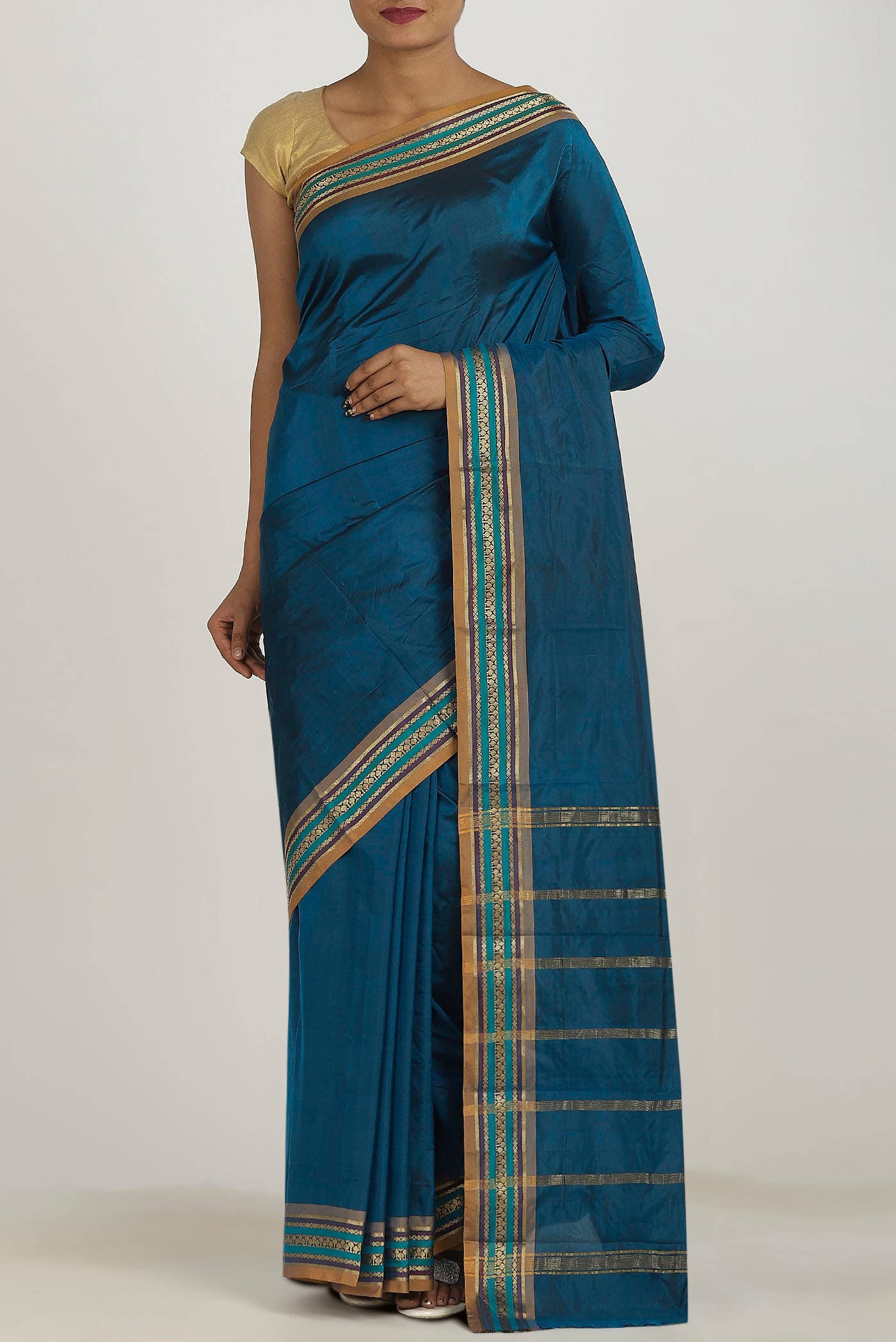 Blue Blended Bangalore Silk Saree