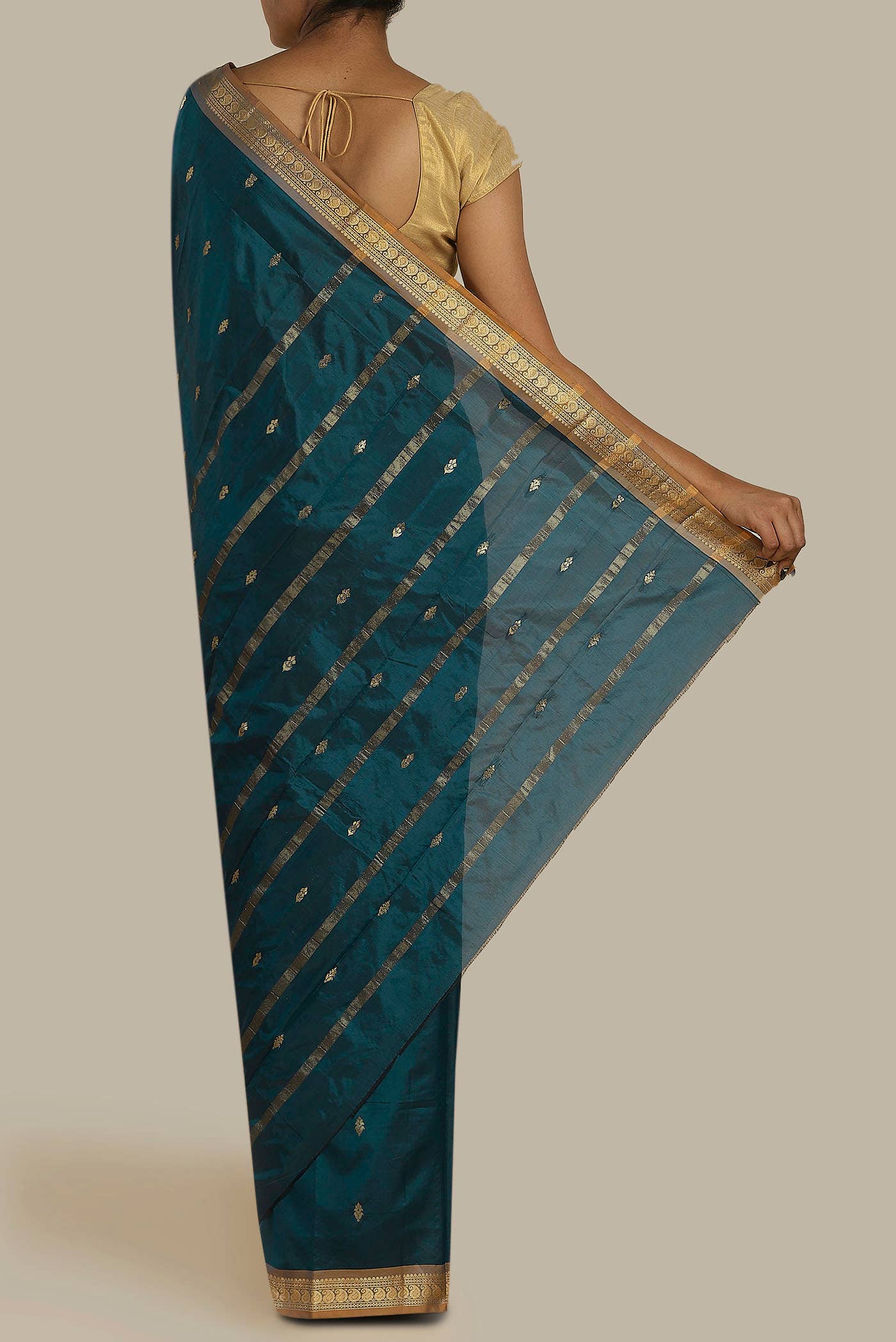 Blue Blended Bangalore Silk Saree